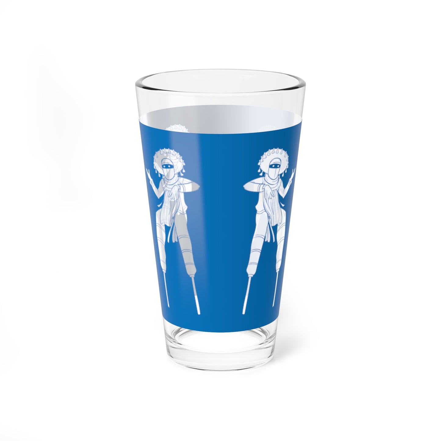 Blue Moko Jumbie 16 oz Glass - Position - STXGifts