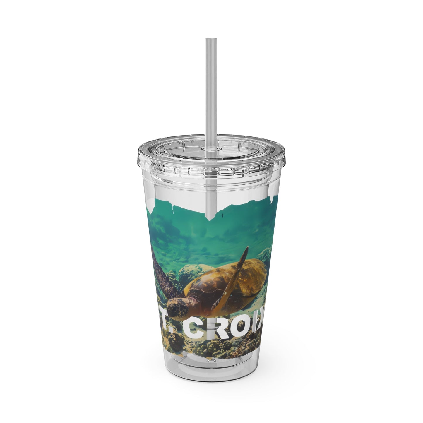 Sea Thru St. Croix Sea Turtle Tumbler - 16oz - Position - STXGifts