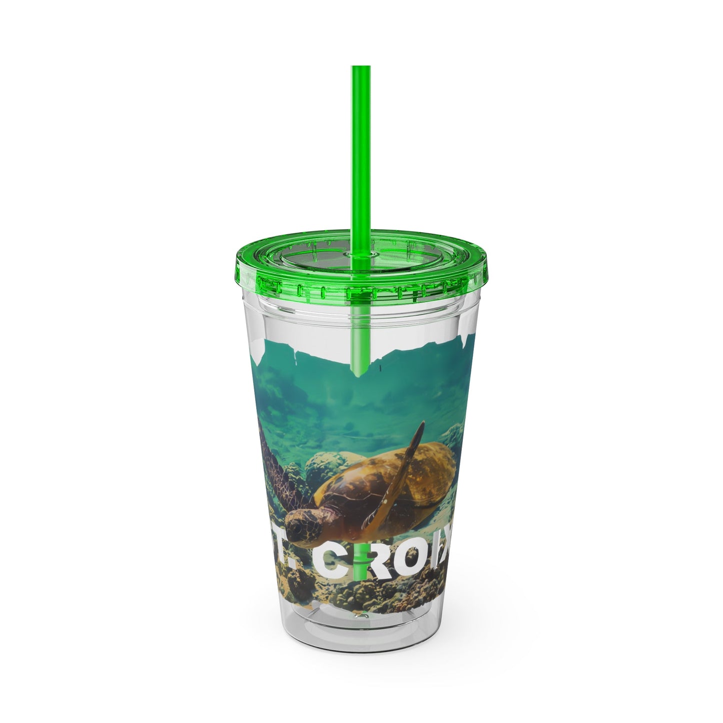 Sea Thru St. Croix Sea Turtle Tumbler - 16oz - Position - STXGifts
