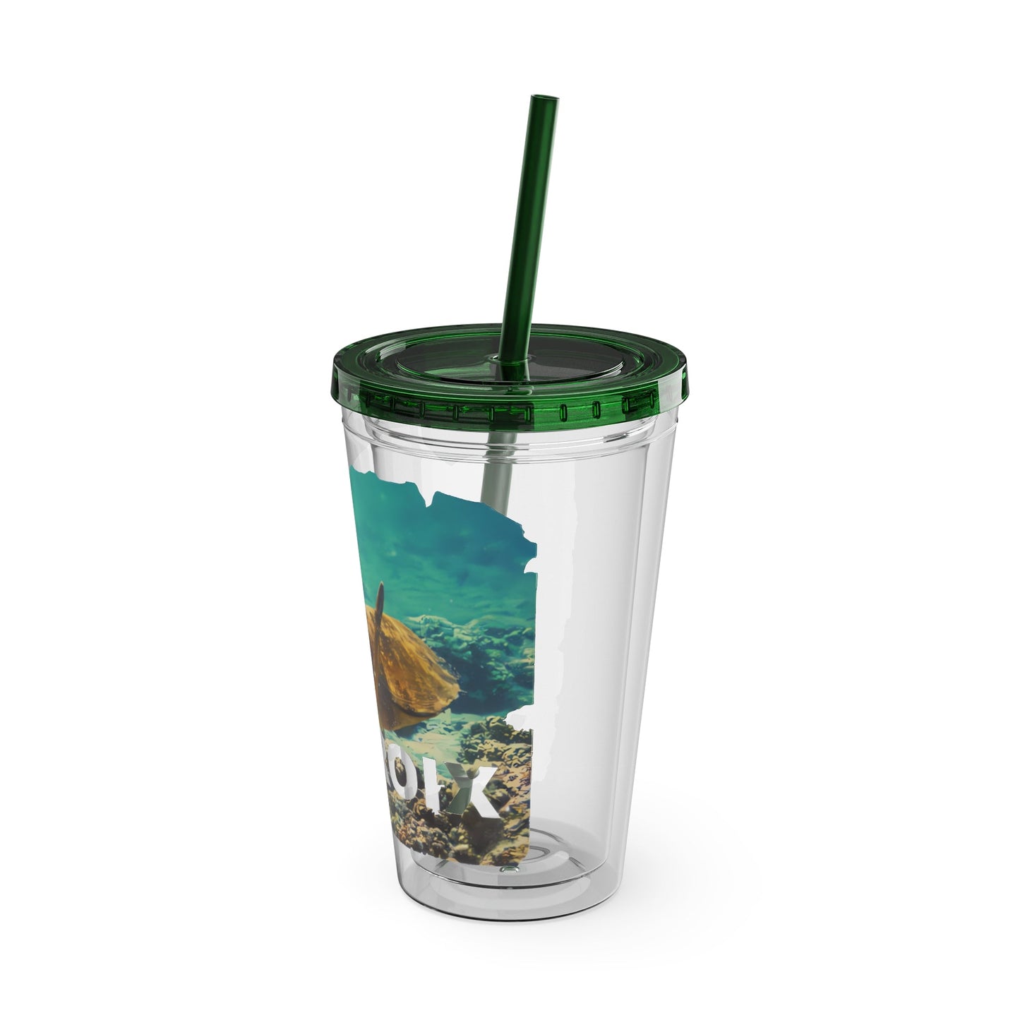 Sea Thru St. Croix Sea Turtle Tumbler - 16oz - Position - STXGifts