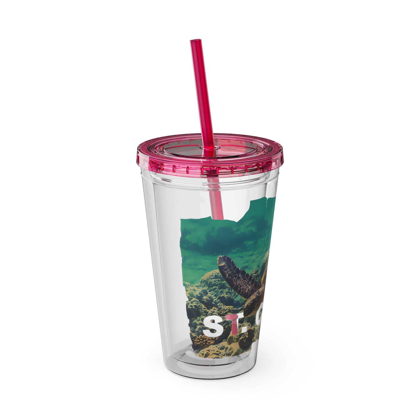 Sea Thru St. Croix Sea Turtle Tumbler - 16oz - Position - STXGifts
