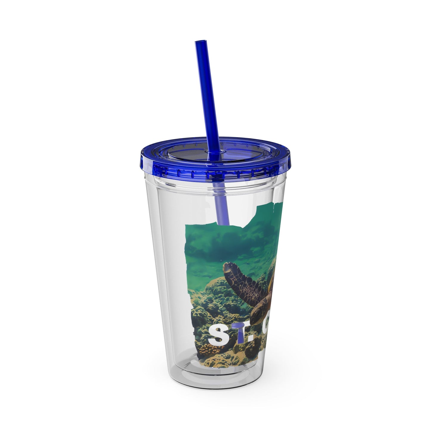 Sea Thru St. Croix Sea Turtle Tumbler - 16oz - Position - STXGifts