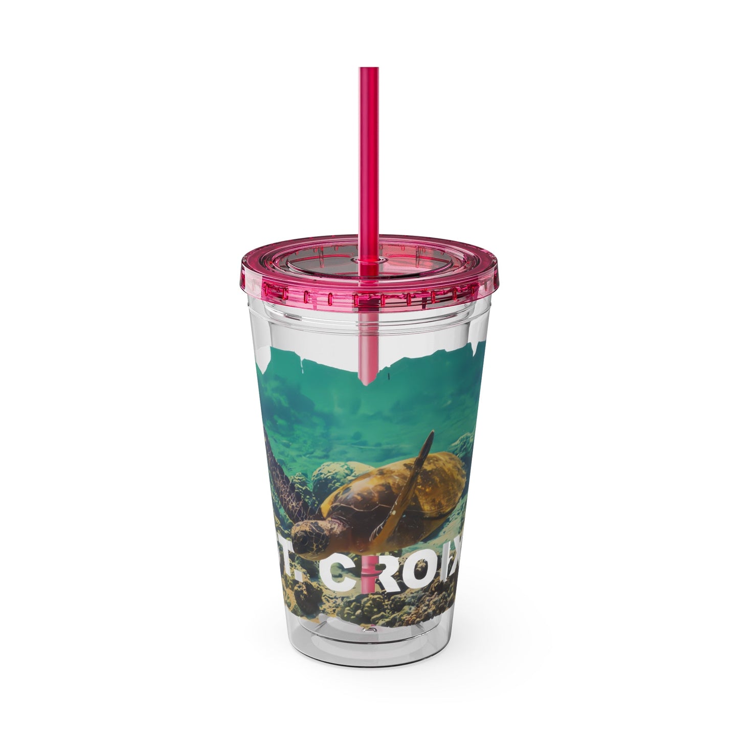 Sea Thru St. Croix Sea Turtle Tumbler - 16oz - Position - STXGifts