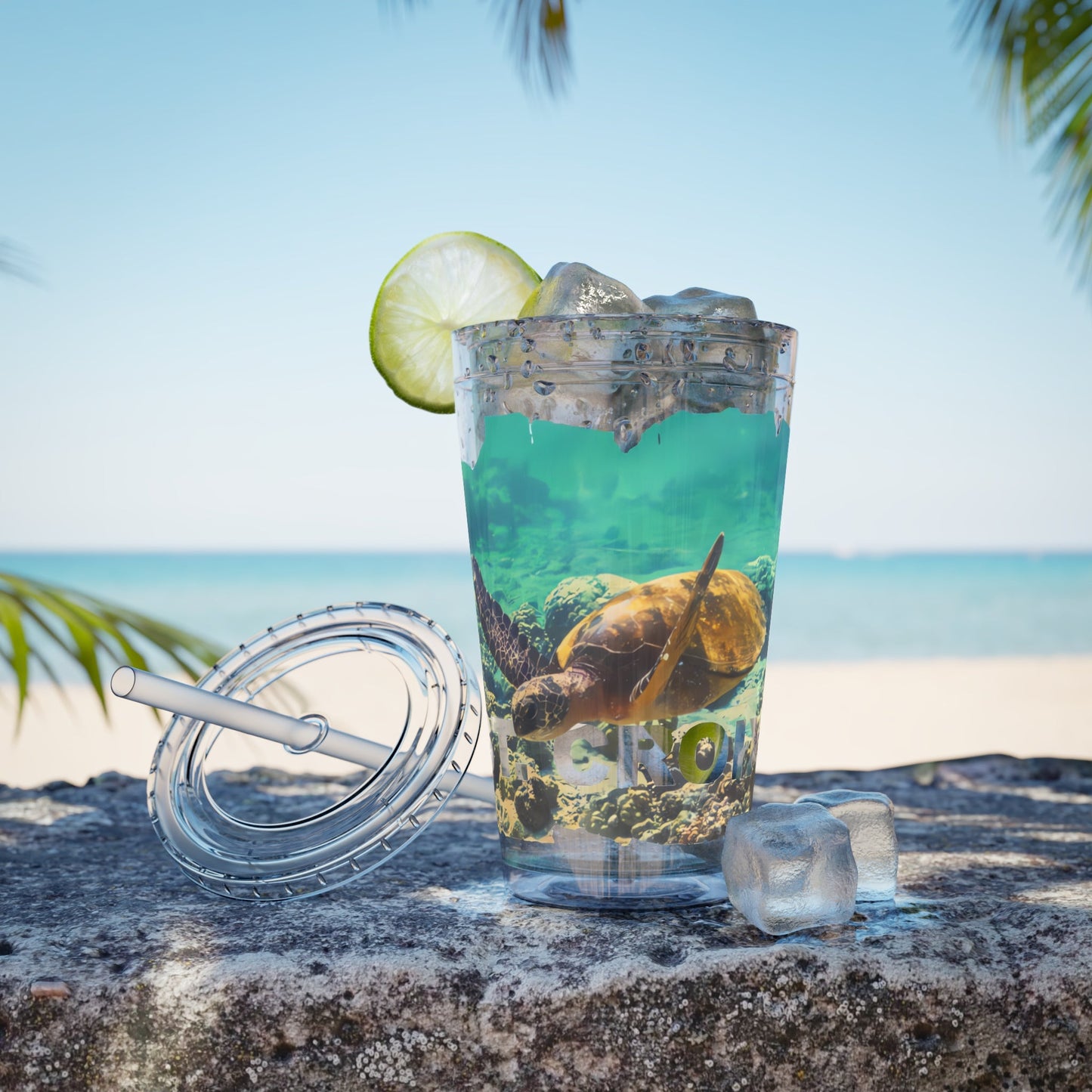 Sea Thru St. Croix Sea Turtle Tumbler - 16oz - Position - STXGifts