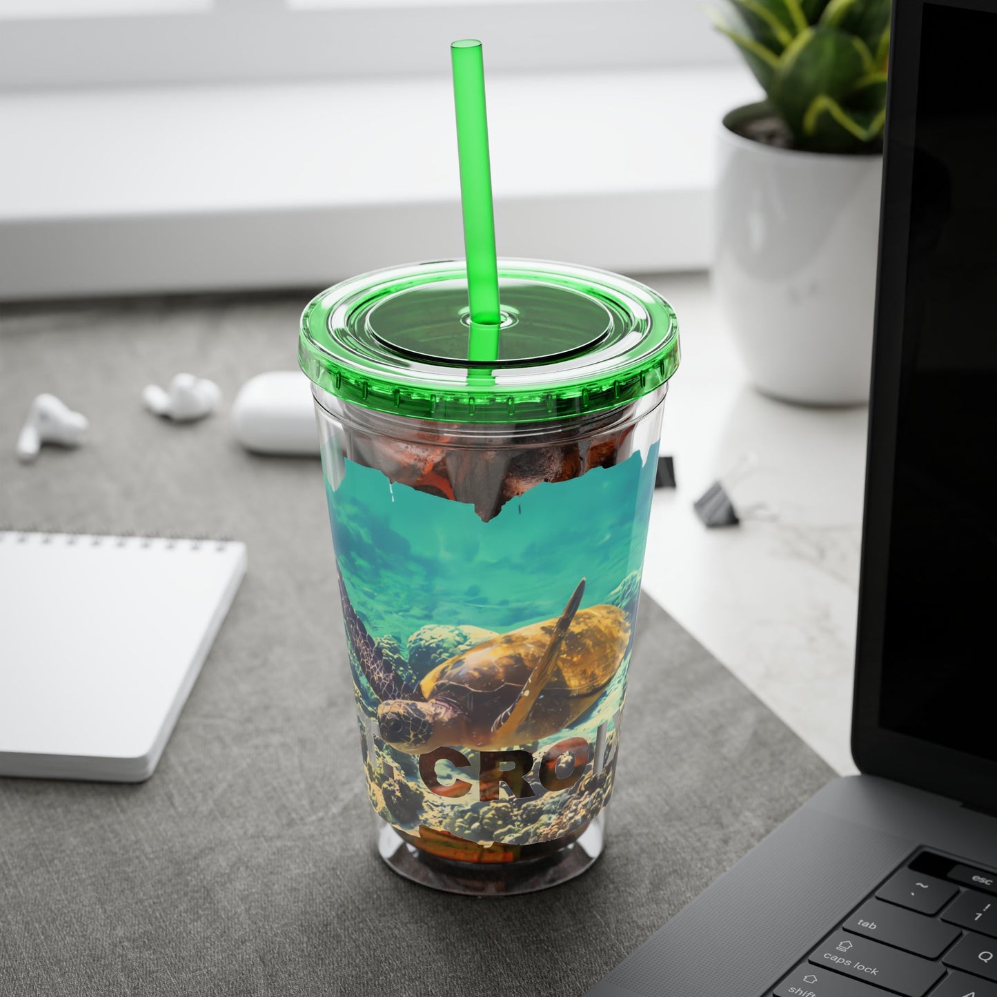 Sea Thru St. Croix Sea Turtle Tumbler - 16oz - Position - STXGifts
