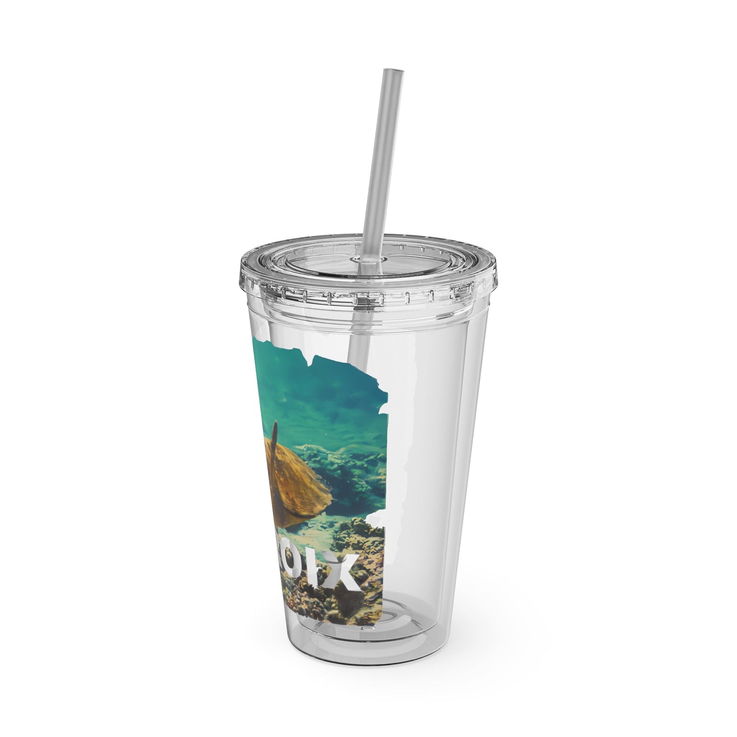Sea Thru St. Croix Sea Turtle Tumbler - 16oz - Position - STXGifts