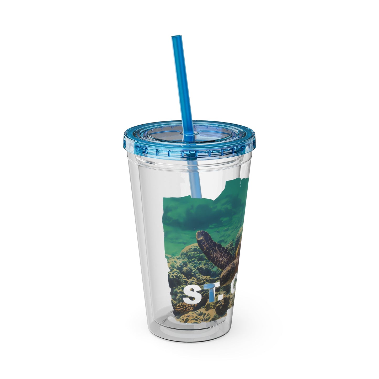 Sea Thru St. Croix Sea Turtle Tumbler - 16oz - Position - STXGifts