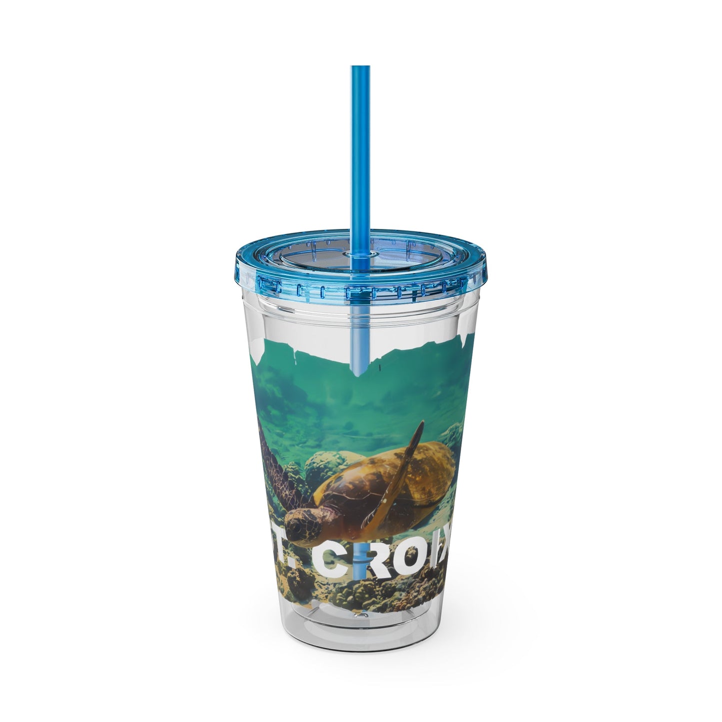 Sea Thru St. Croix Sea Turtle Tumbler - 16oz - Position - STXGifts