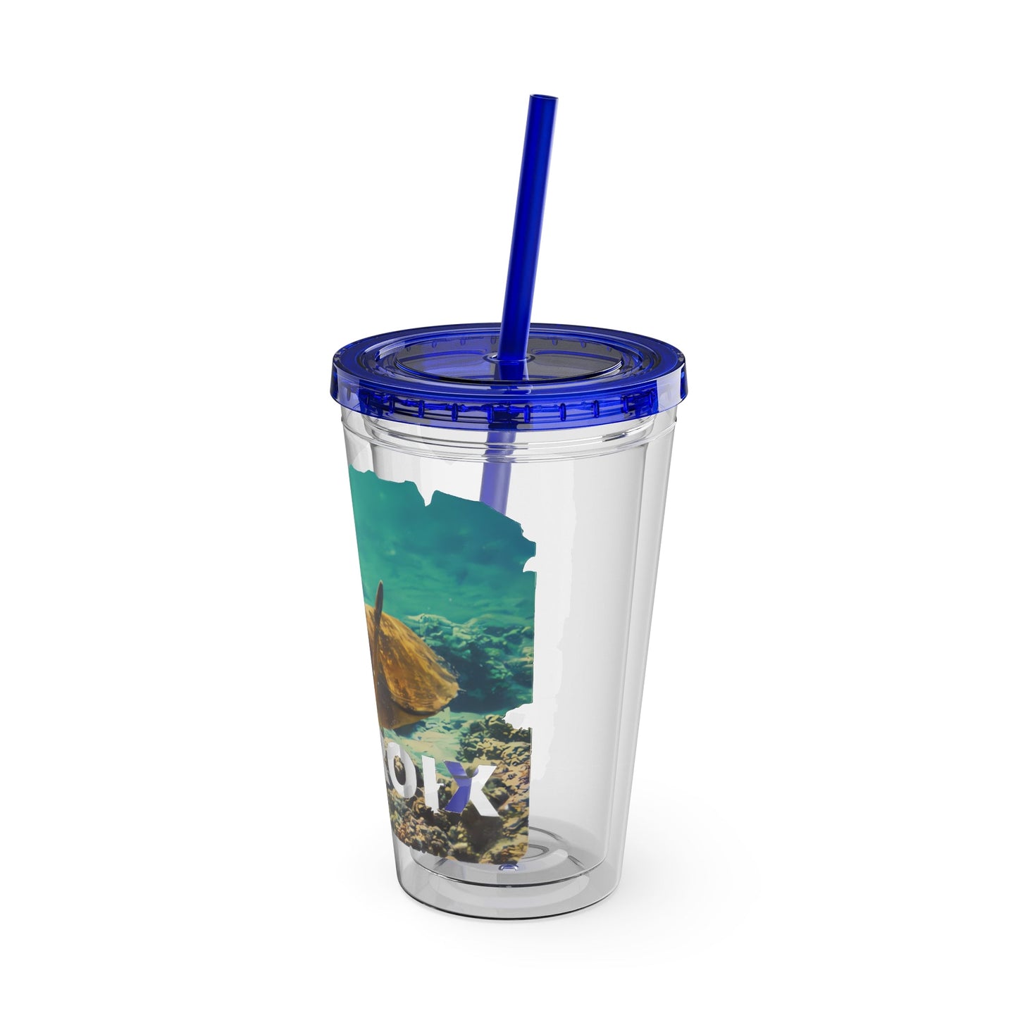 Sea Thru St. Croix Sea Turtle Tumbler - 16oz - Position - STXGifts