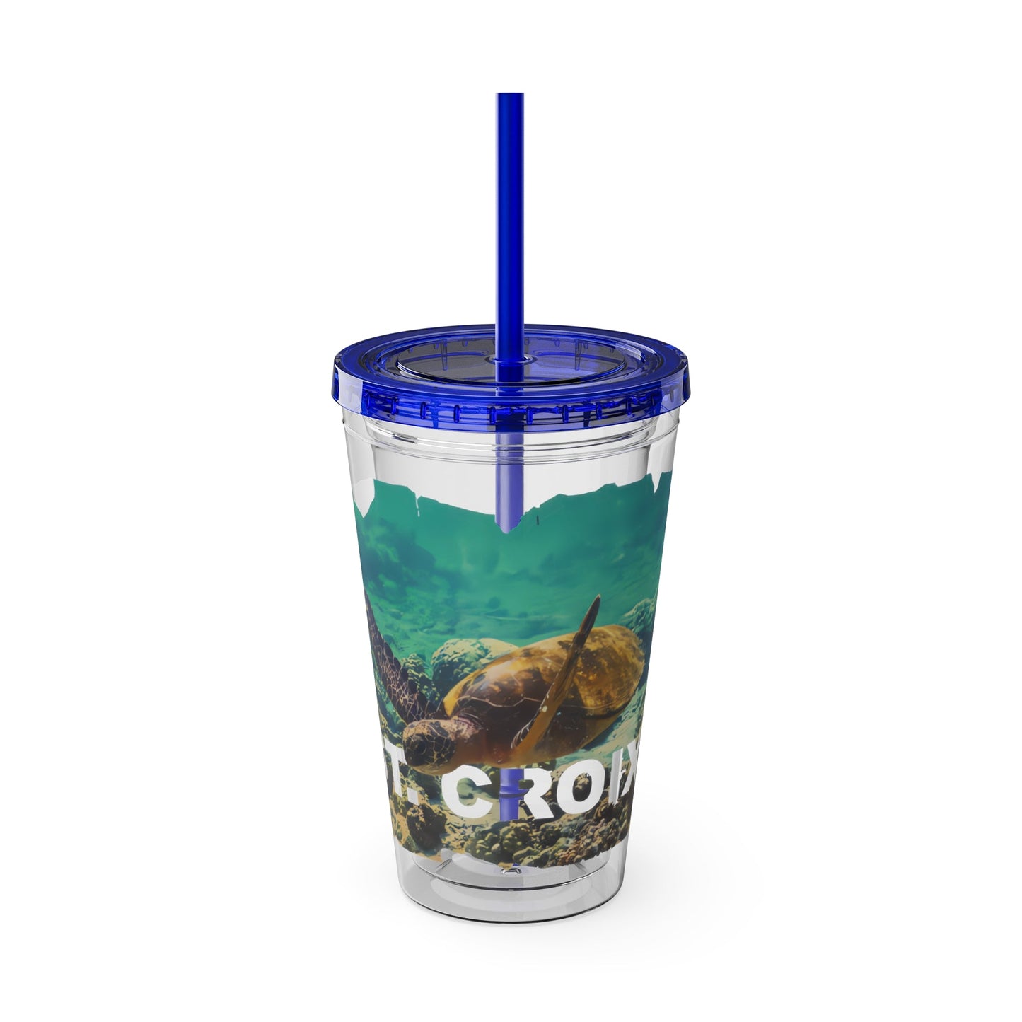 Sea Thru St. Croix Sea Turtle Tumbler - 16oz - Position - STXGifts