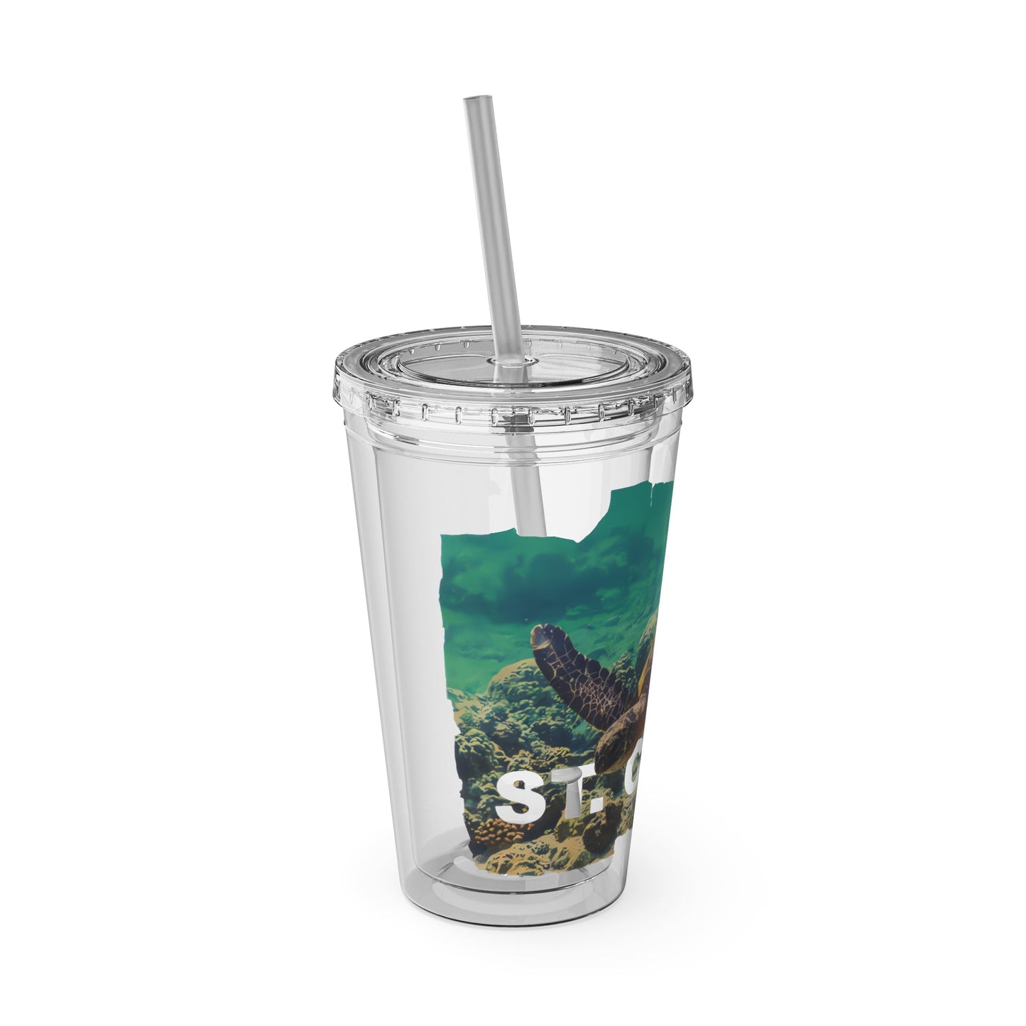 Sea Thru St. Croix Sea Turtle Tumbler - 16oz - Position - STXGifts