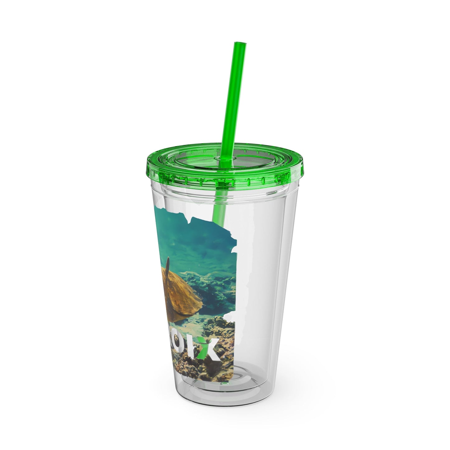 Sea Thru St. Croix Sea Turtle Tumbler - 16oz - Position - STXGifts