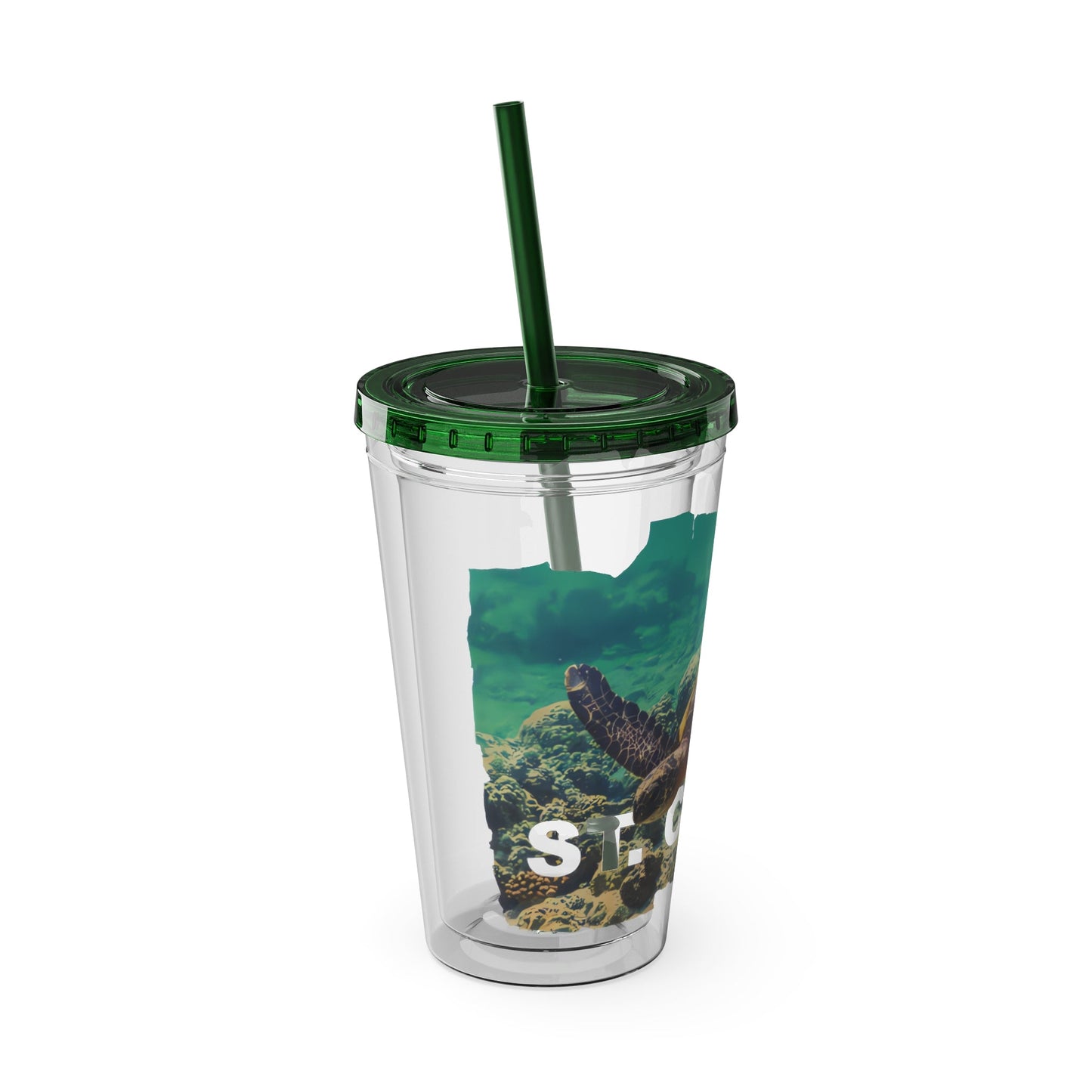 Sea Thru St. Croix Sea Turtle Tumbler - 16oz - Position - STXGifts