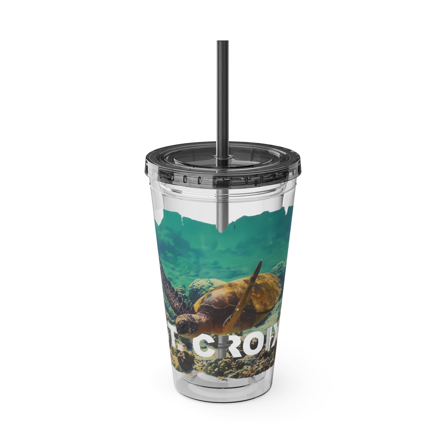 Sea Thru St. Croix Sea Turtle Tumbler - 16oz - Position - STXGifts
