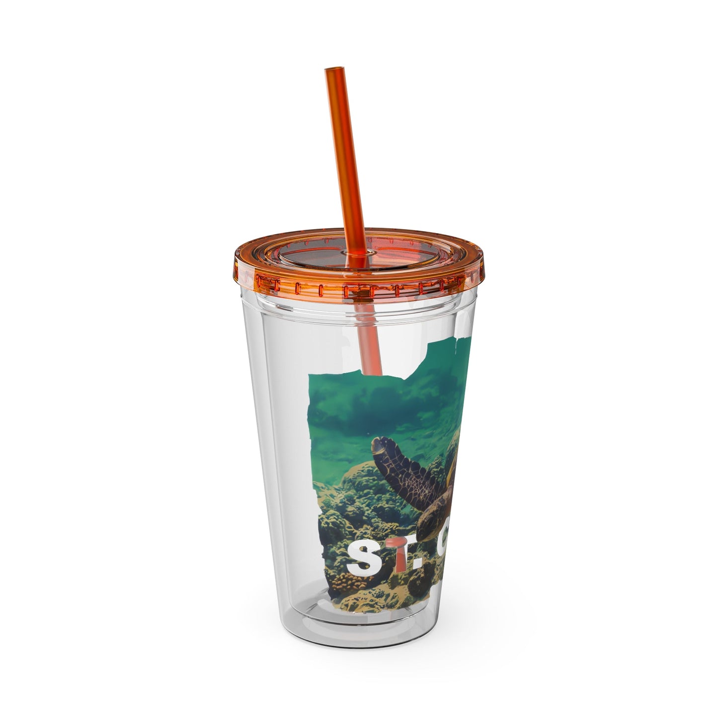 Sea Thru St. Croix Sea Turtle Tumbler - 16oz - Position - STXGifts