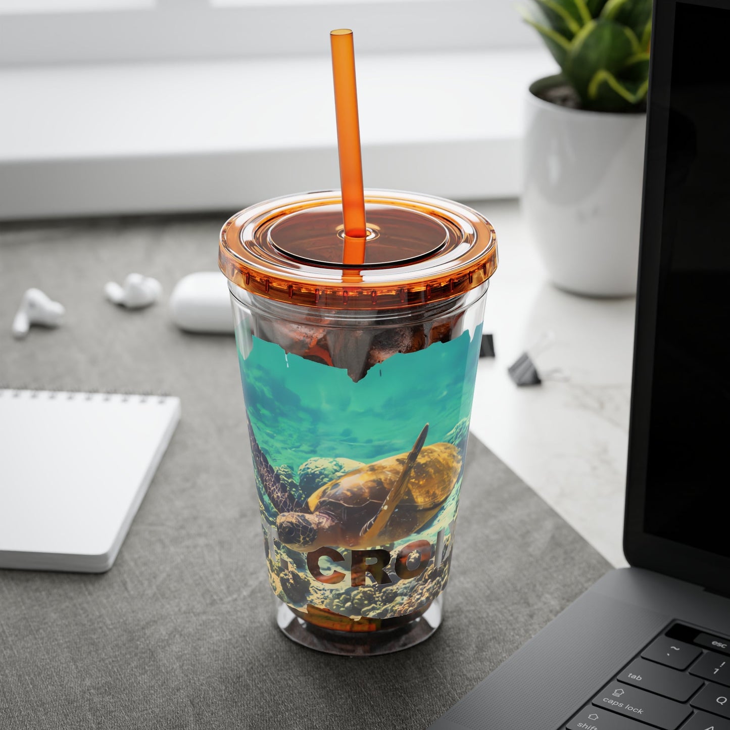 Sea Thru St. Croix Sea Turtle Tumbler - 16oz - Position - STXGifts