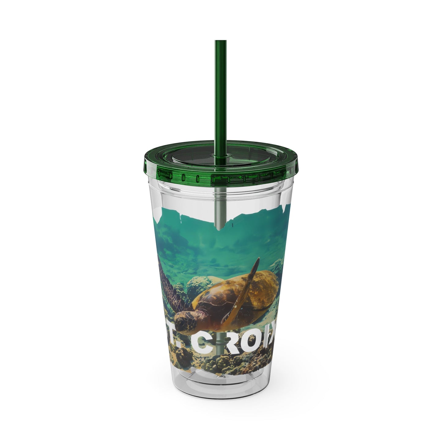 Sea Thru St. Croix Sea Turtle Tumbler - 16oz - Position - STXGifts