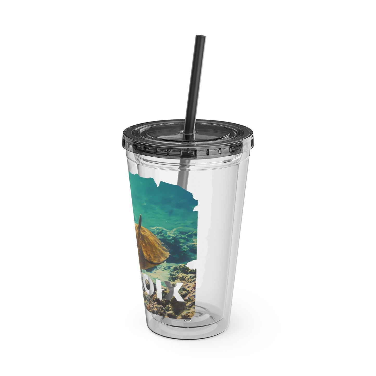Sea Thru St. Croix Sea Turtle Tumbler - 16oz - Position - STXGifts