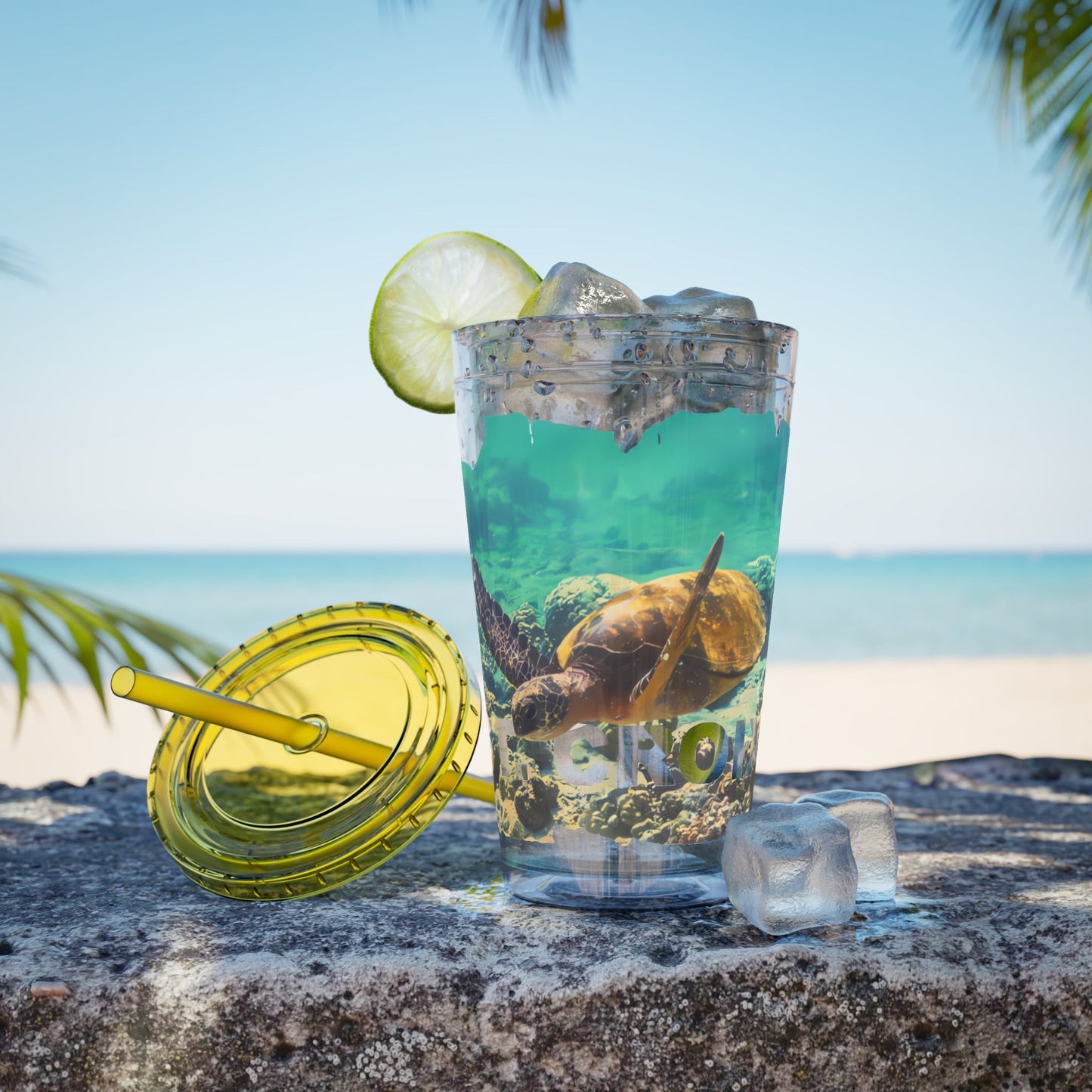 Sea Thru St. Croix Sea Turtle Tumbler - 16oz - Position - STXGifts