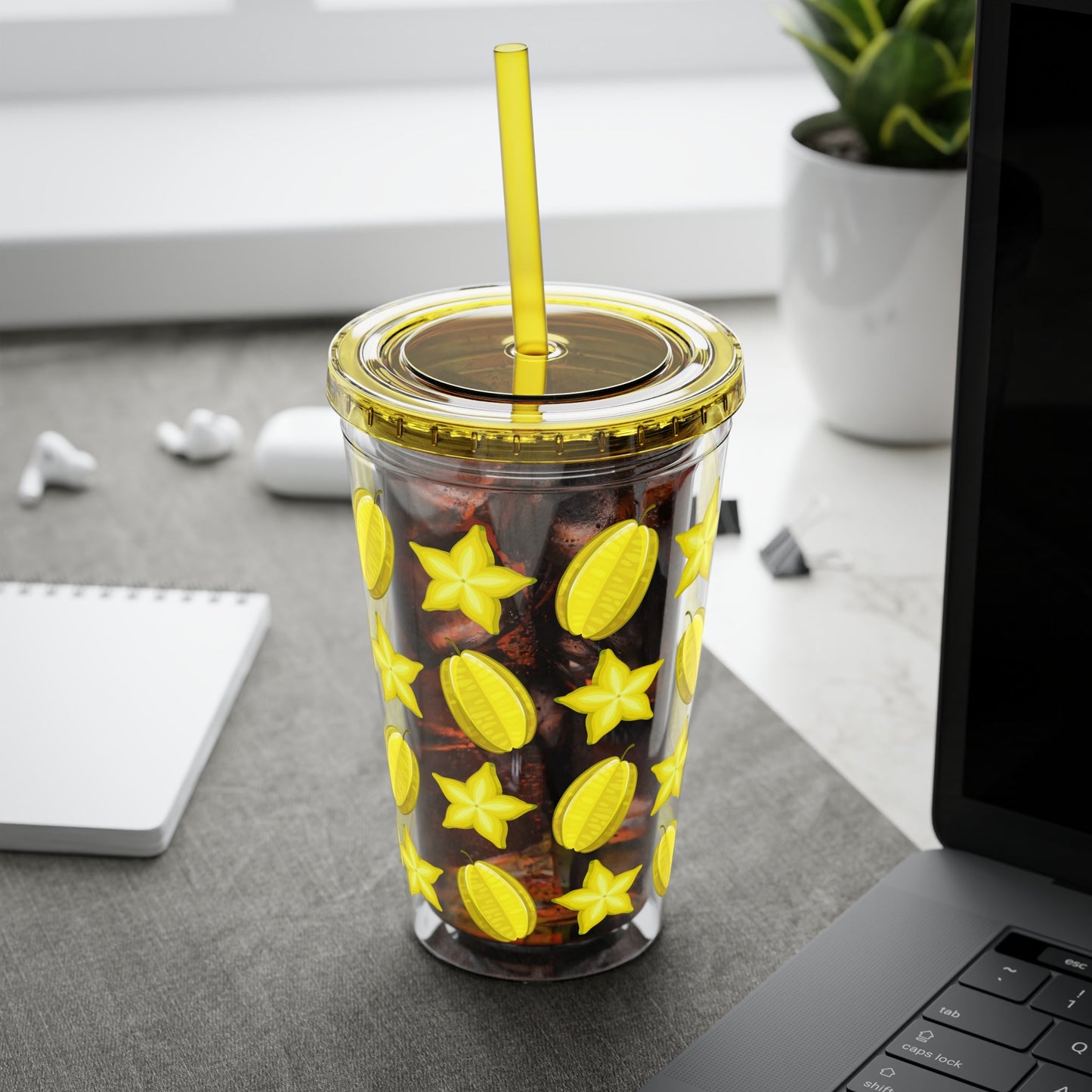 Sunsplash Carambola Tumbler with Straw - 16oz - Position - STXGifts