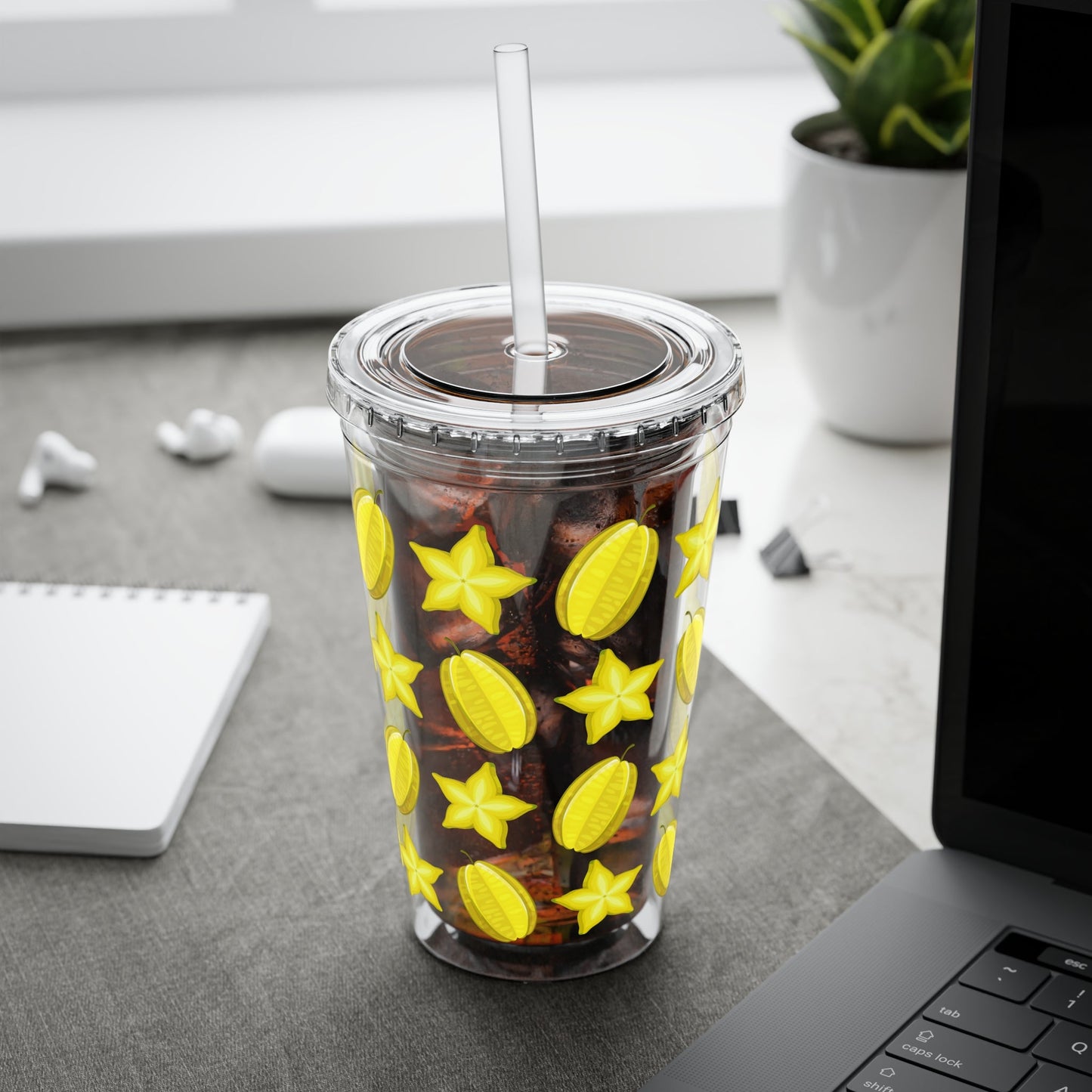 Sunsplash Carambola Tumbler with Straw - 16oz - Position - STXGifts