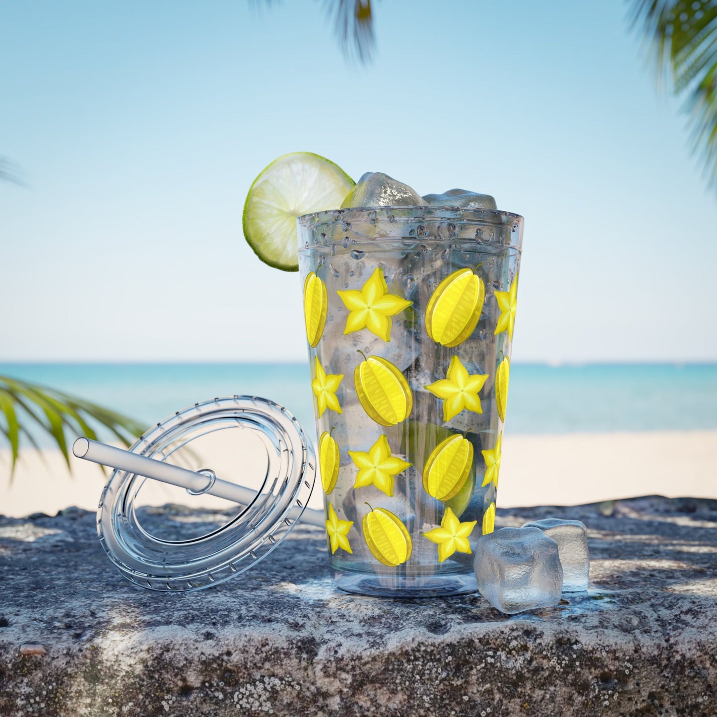 Sunsplash Carambola Tumbler with Straw - 16oz - Position - STXGifts