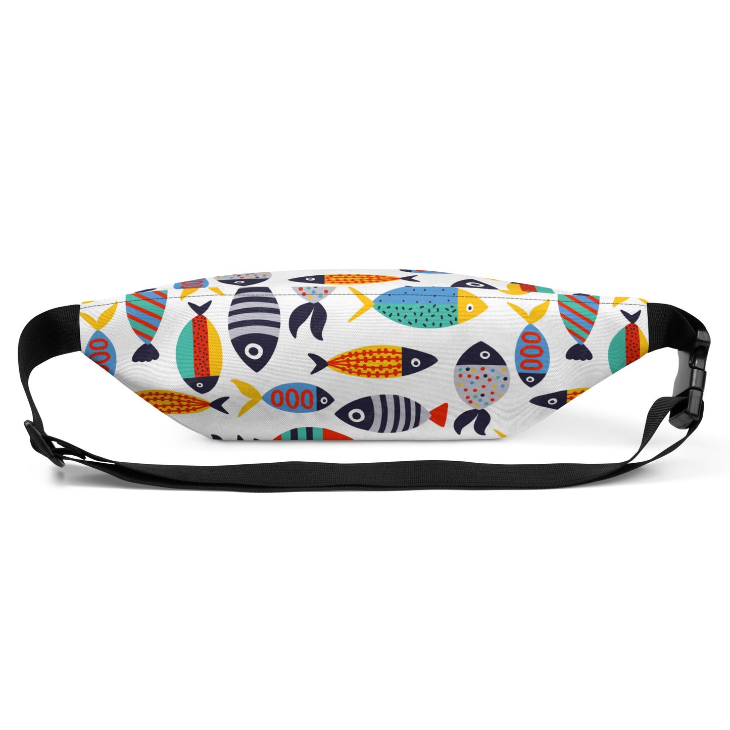 White Tropical Fish Crossbody Fanny Pack - a must-have accessory for any fashion-forward traveler - Back View. STXGifts