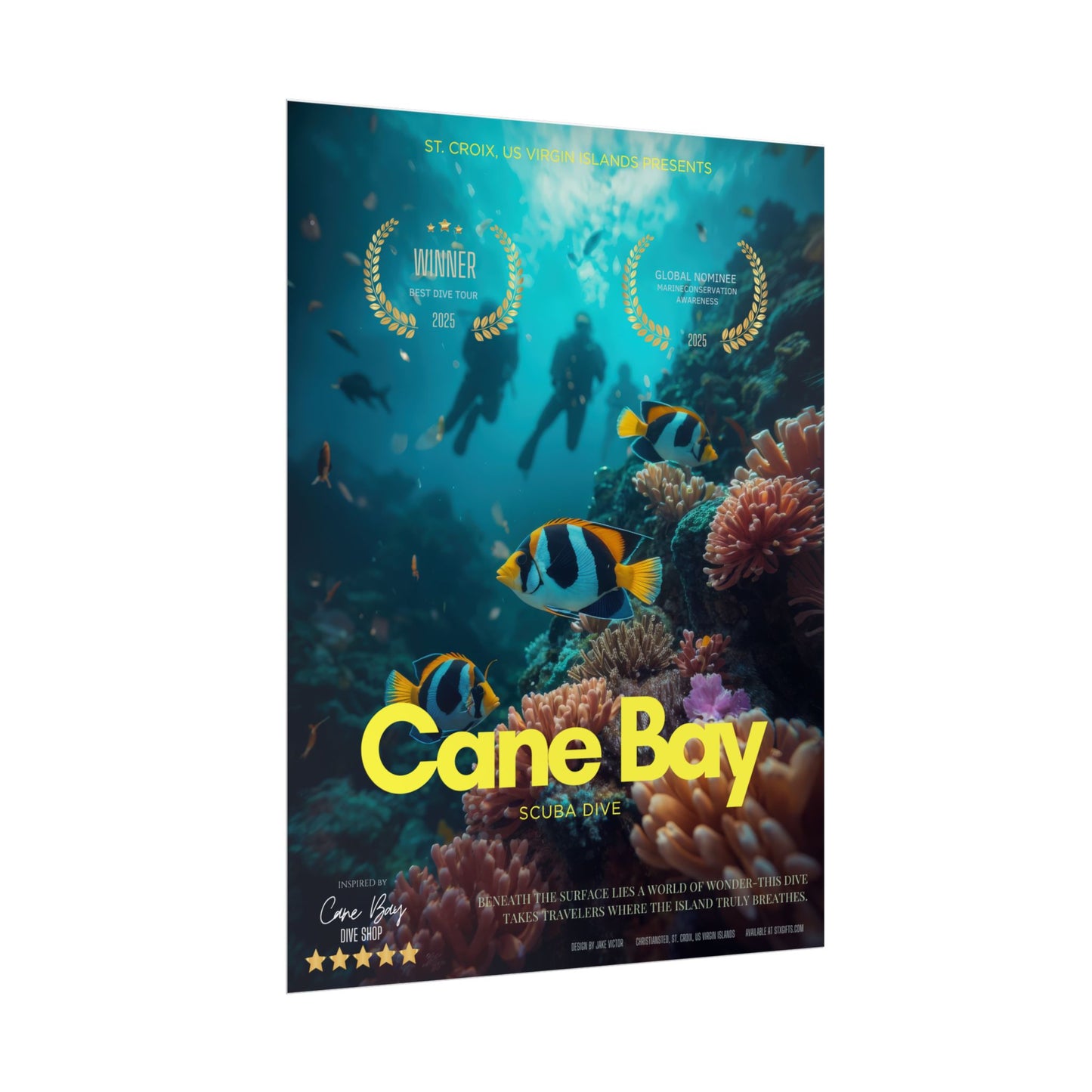 Cane Bay Scuba Dive Rolled Poster – Underwater Adventure Decor