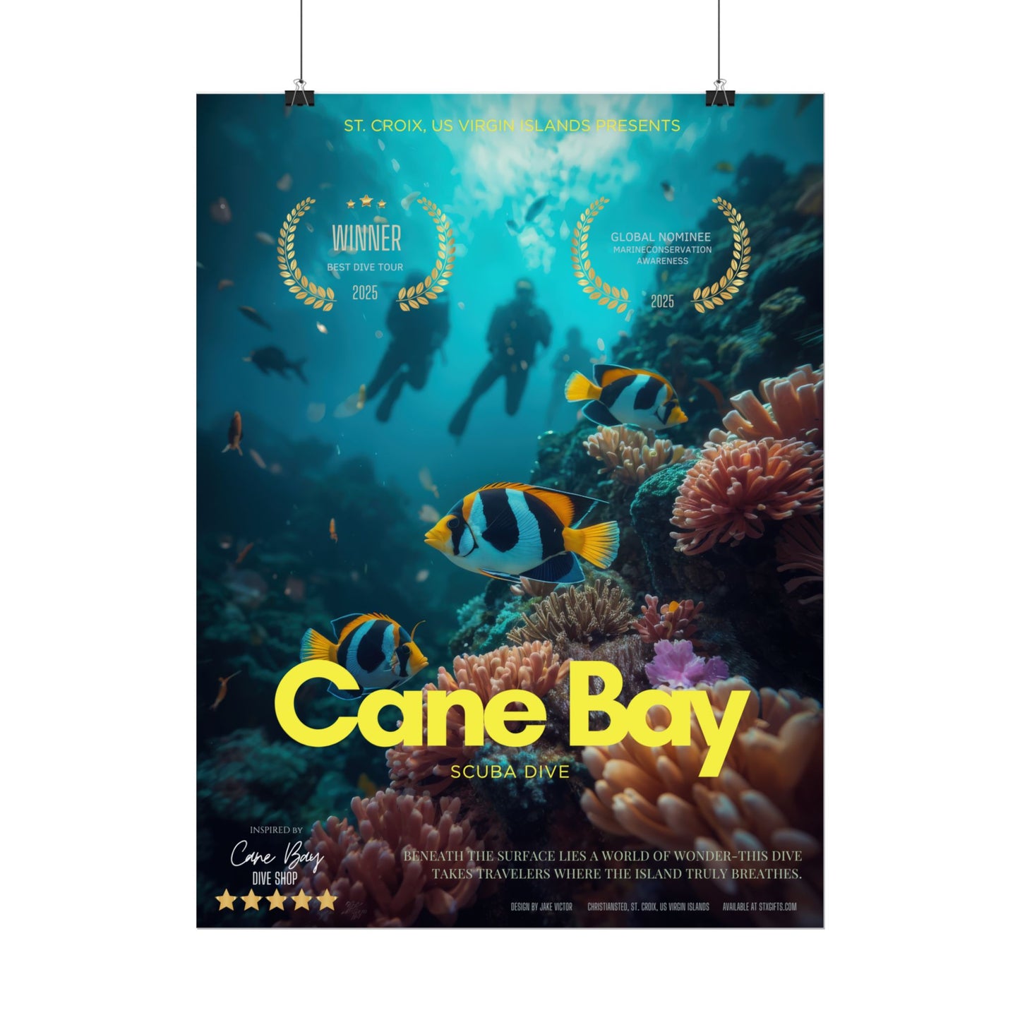 Cane Bay Scuba Dive Rolled Poster – Underwater Adventure Decor