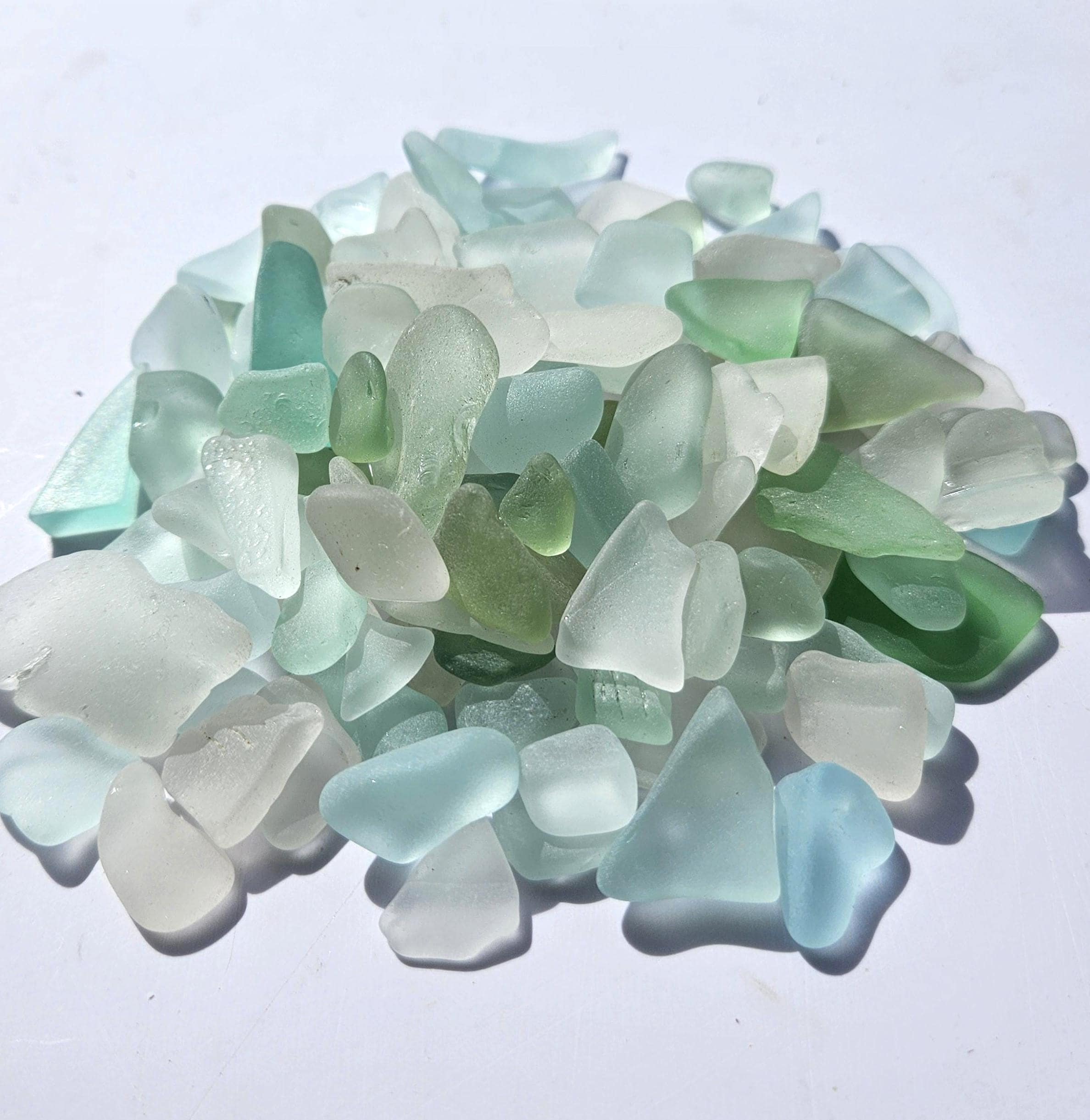 Genuine Sea Glass Mix – Aqua, Seafoam and White – St. Croix Caribbean Beach Glass – Jewelry & Craft Supplies – 6 oz Bulk