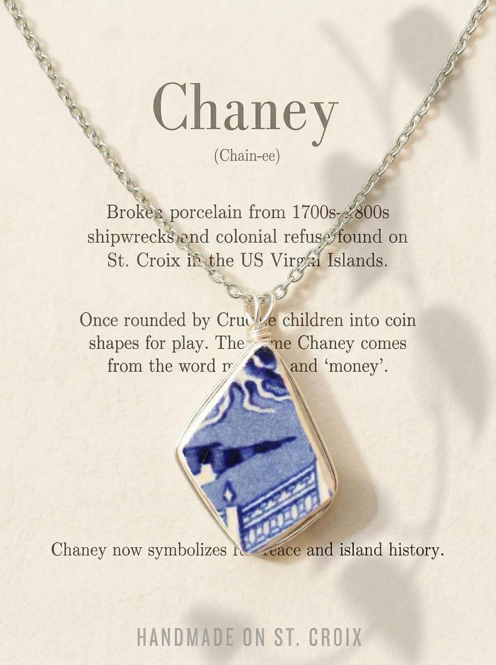 Genuine St Croix Chaney Necklace – Historic Caribbean Pottery Pendant – Beach Found Jewelry – Handmade Island Souvenir Gift – Wire Wrapped