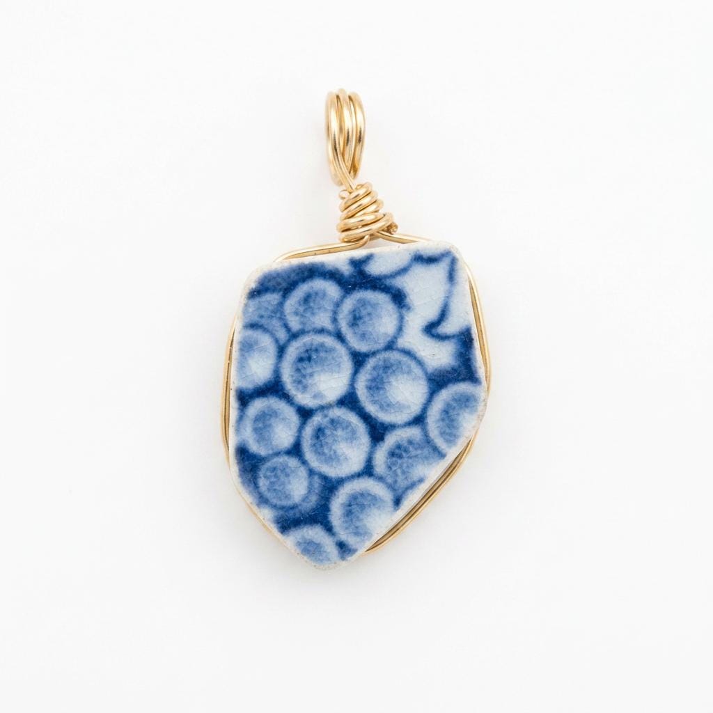 Genuine St Croix Chaney Necklace – Historic Caribbean Pottery Pendant – Beach Found Jewelry – Handmade Island Souvenir Gift – Wire Wrapped
