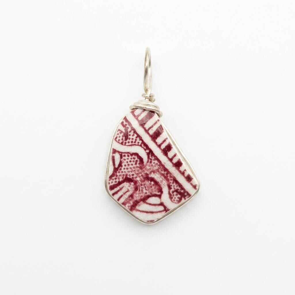Genuine St Croix Chaney Necklace – Historic Caribbean Pottery Pendant – Beach Found Jewelry – Handmade Island Souvenir Gift – Wire Wrapped