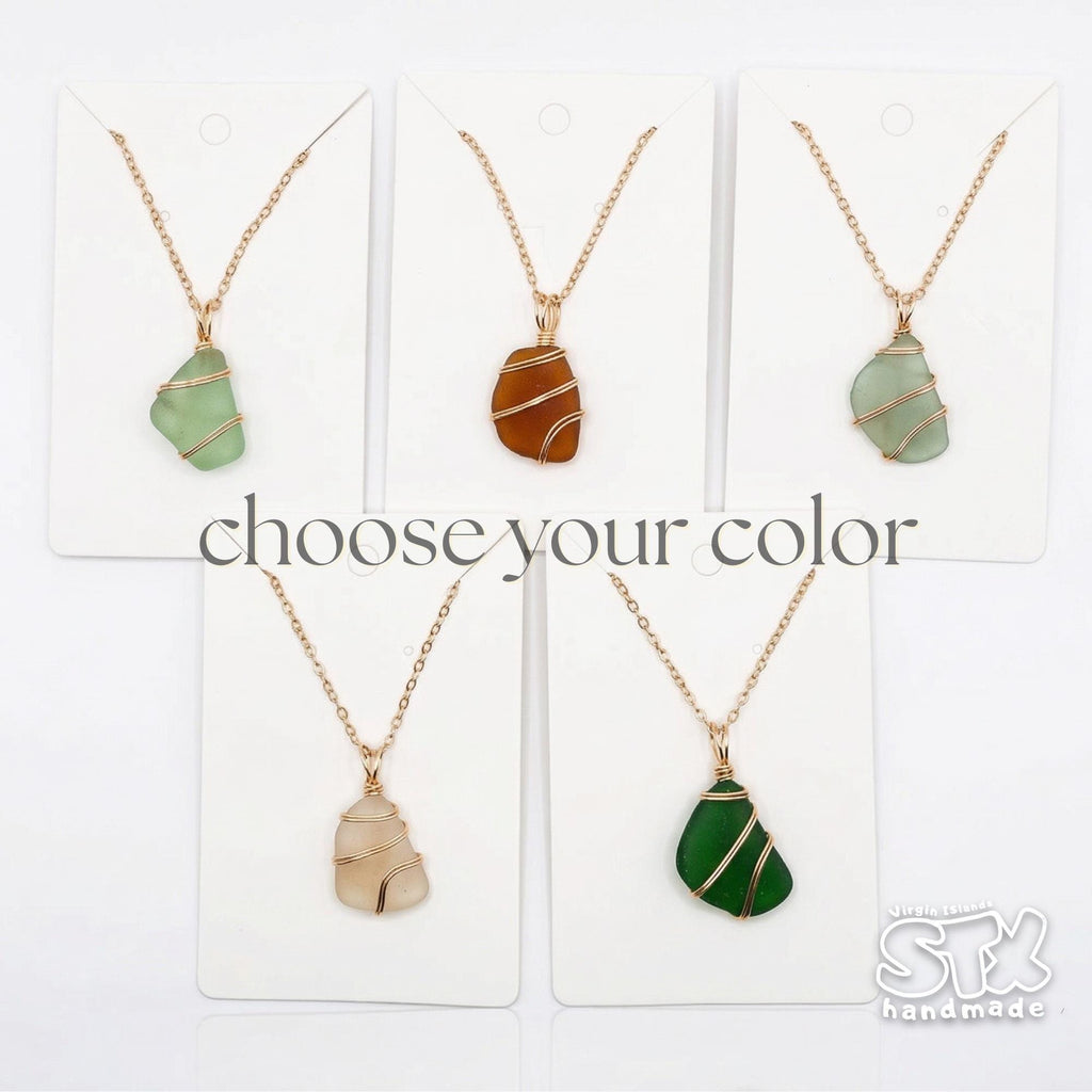 Genuine Sea Glass Necklace – Minimal Coastal Jewelry – Handmade Ocean-Worn Pendant Gift