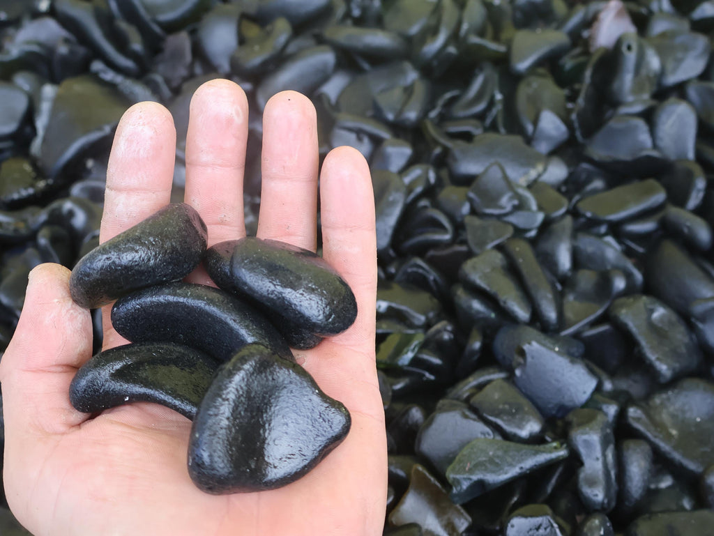 Rare Black Sea Glass (Pirate Glass) – St. Croix Caribbean Beach Glass – 6 oz Bulk