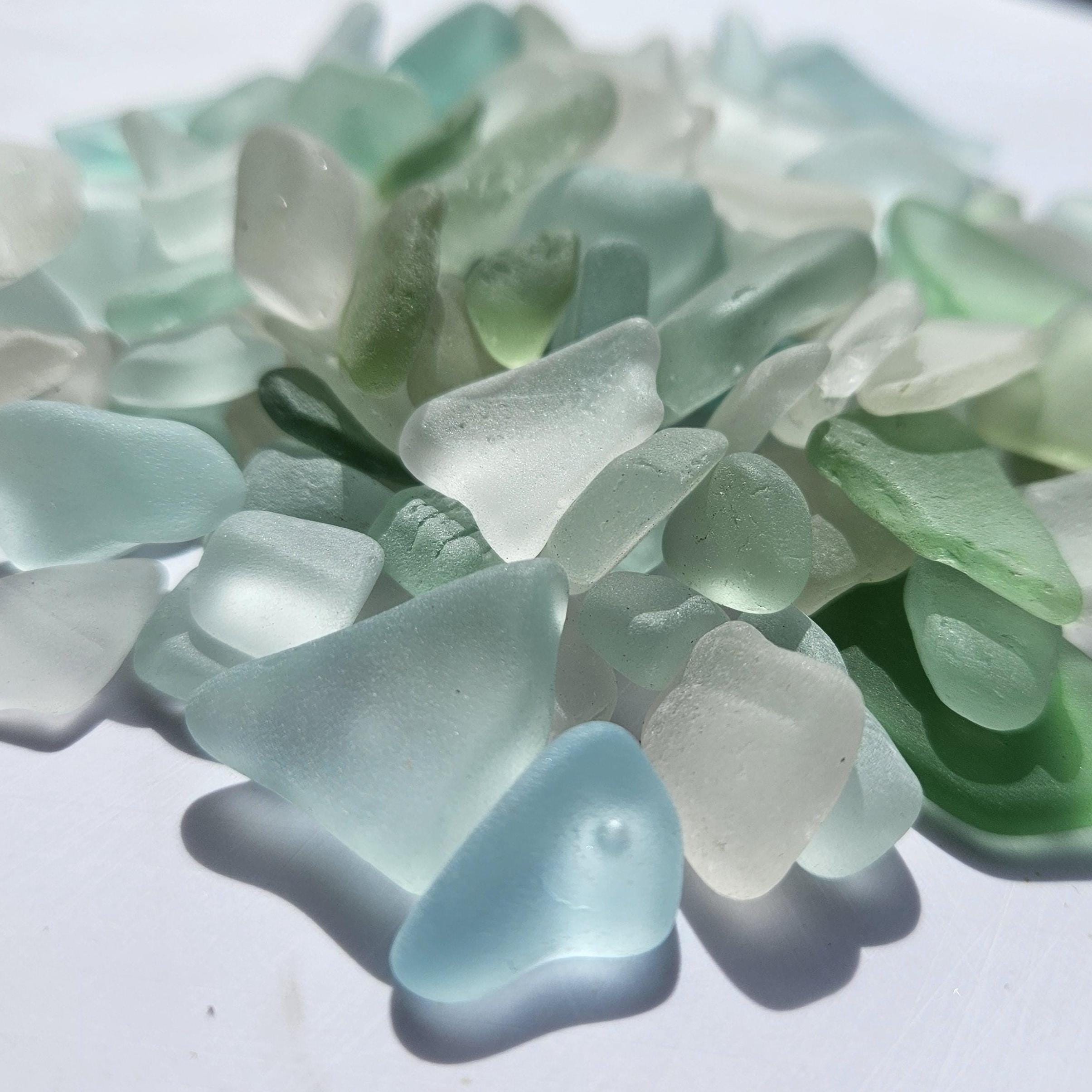 Genuine Sea Glass Mix – Aqua, Seafoam and White – St. Croix Caribbean Beach Glass – Jewelry & Craft Supplies – 6 oz Bulk
