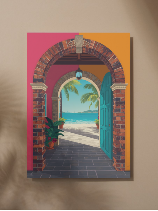 Caribbean Archway Vibrant Poster 18x24