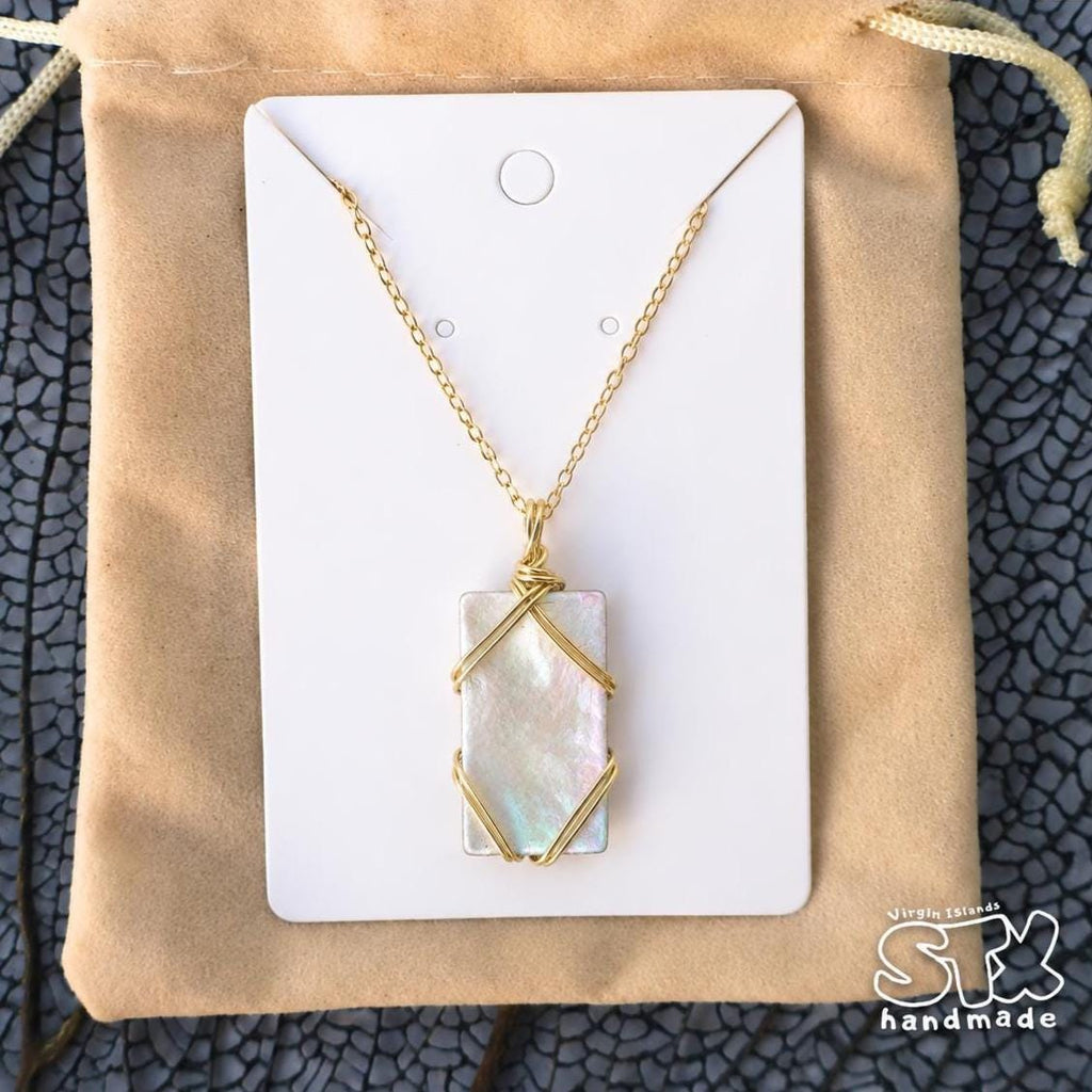 Genuine Mother of Pearl Necklace – Minimal Coastal Jewelry – Handmade Ocean Treasure Pendant Gift