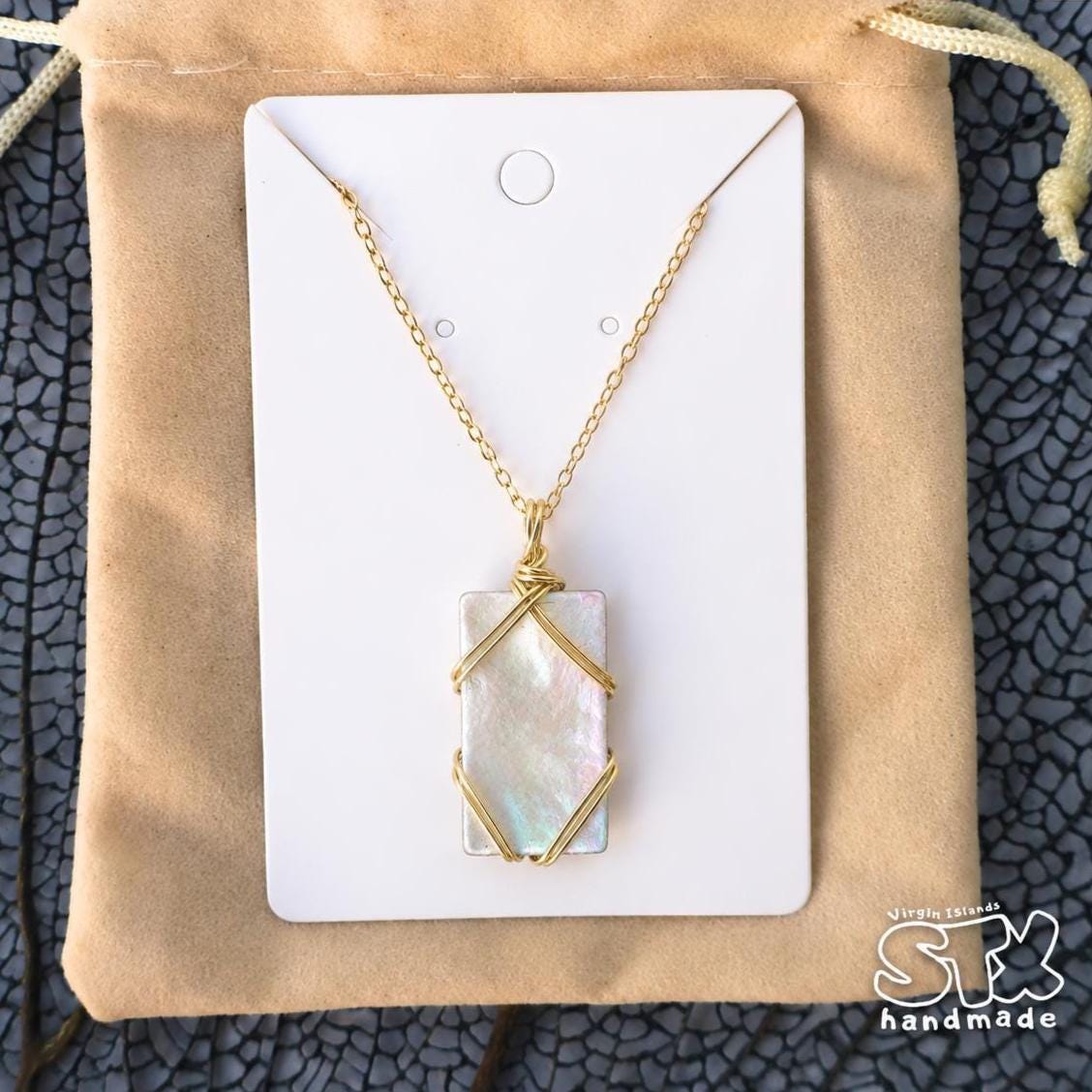Genuine Mother of Pearl Necklace – Minimal Coastal Jewelry – Handmade Ocean Treasure Pendant Gift