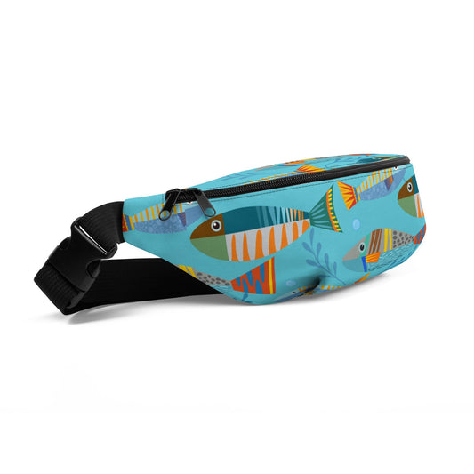 Blue Tropical Fish Crossbody Fanny Pack - Position - STXGifts