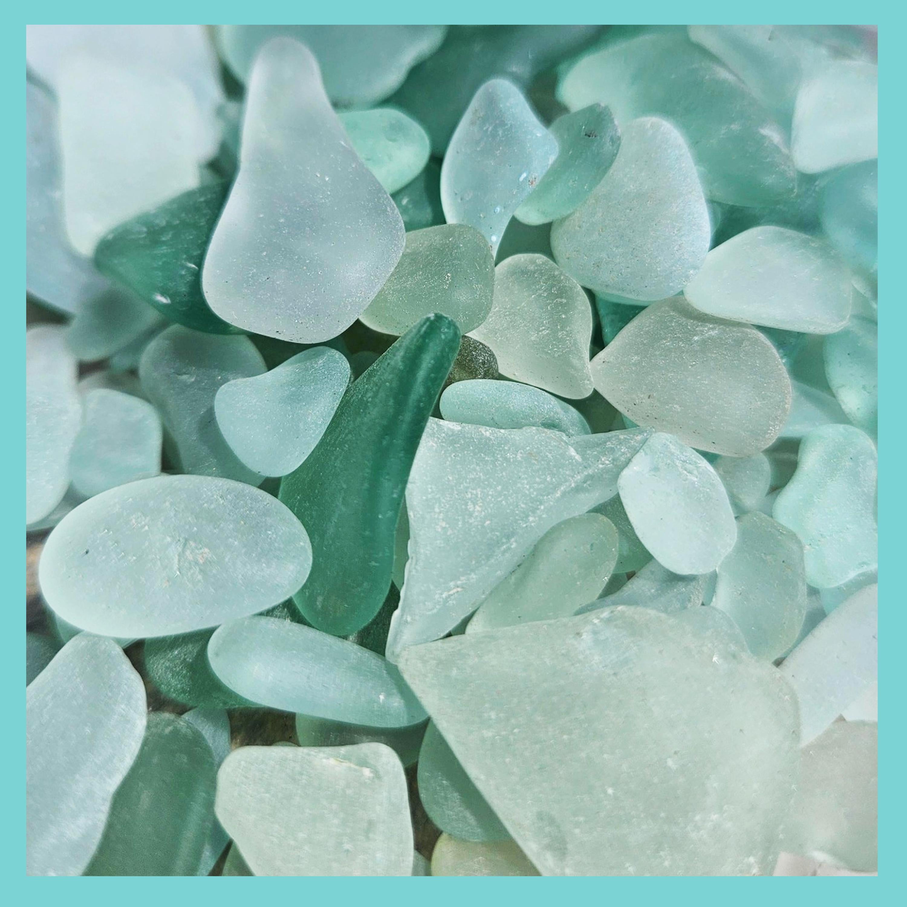 Genuine Sea Glass Mix – Aqua, Seafoam and White – St. Croix Caribbean Beach Glass – Jewelry & Craft Supplies – 6 oz Bulk