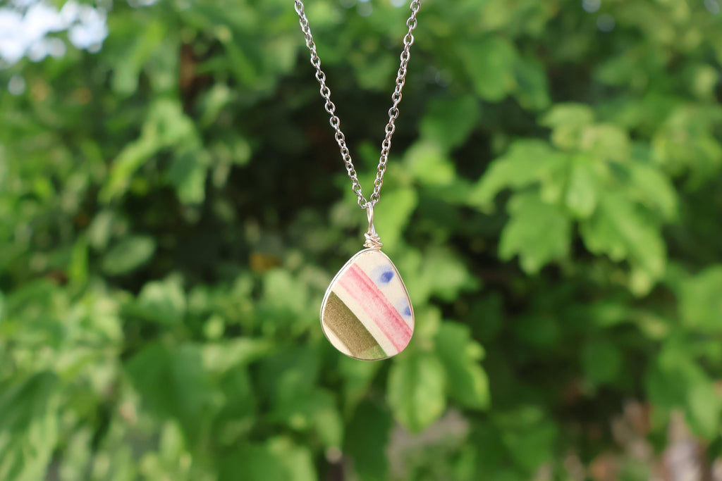 Genuine St Croix Chaney Necklace – Historic Caribbean Pottery Pendant – Beach Found Jewelry – Handmade Island Souvenir Gift – Wire Wrapped