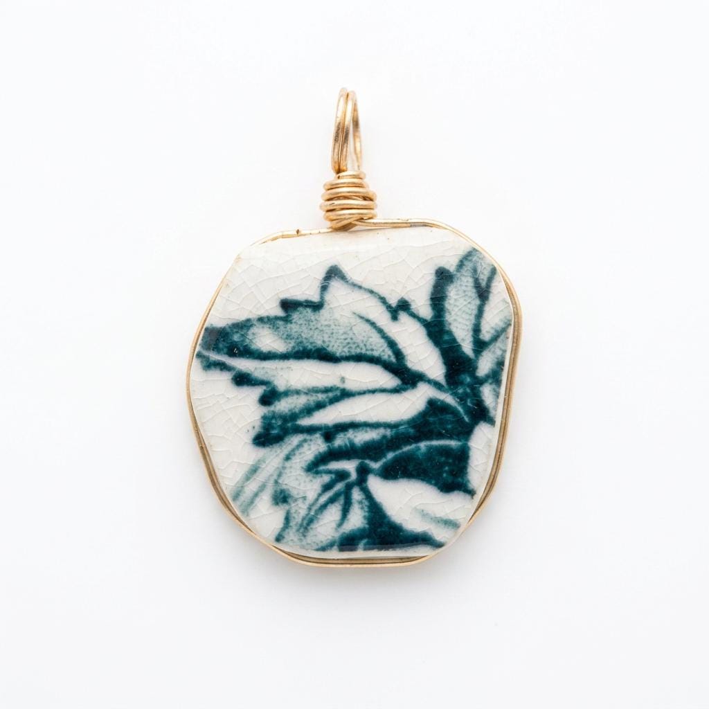 Genuine St Croix Chaney Necklace – Historic Caribbean Pottery Pendant – Beach Found Jewelry – Handmade Island Souvenir Gift – Wire Wrapped