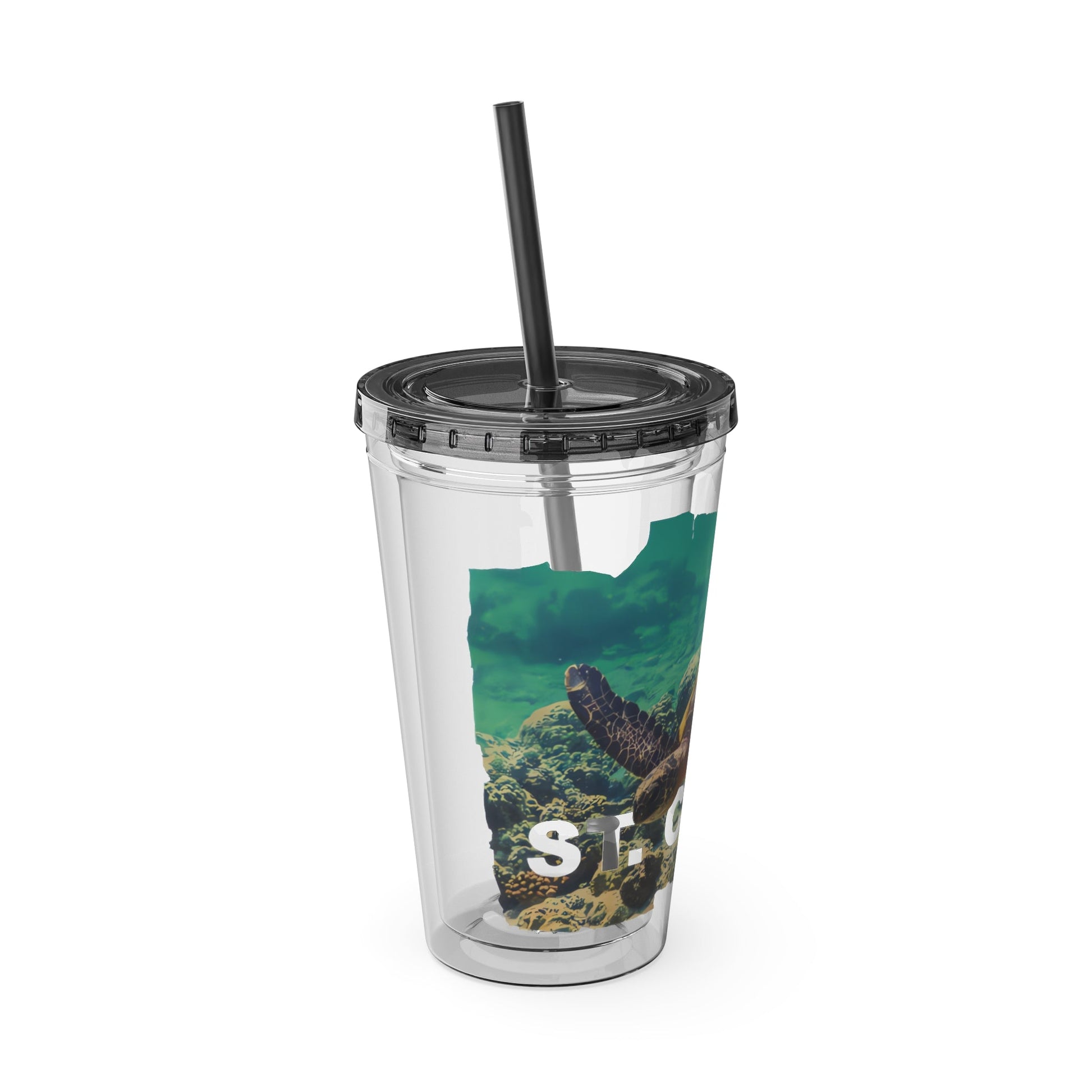 Sea Thru St. Croix Sea Turtle Tumbler - 16oz - Position - STXGifts