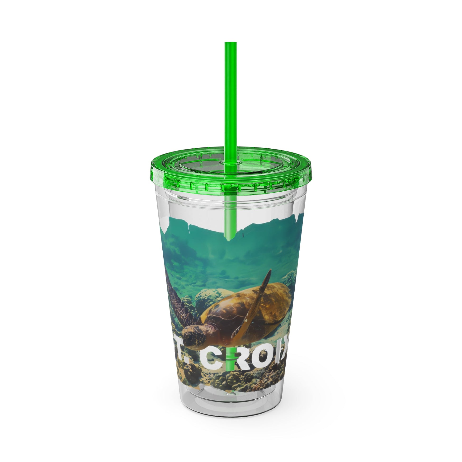 Sea Thru St. Croix Sea Turtle Tumbler - 16oz - Position - STXGifts