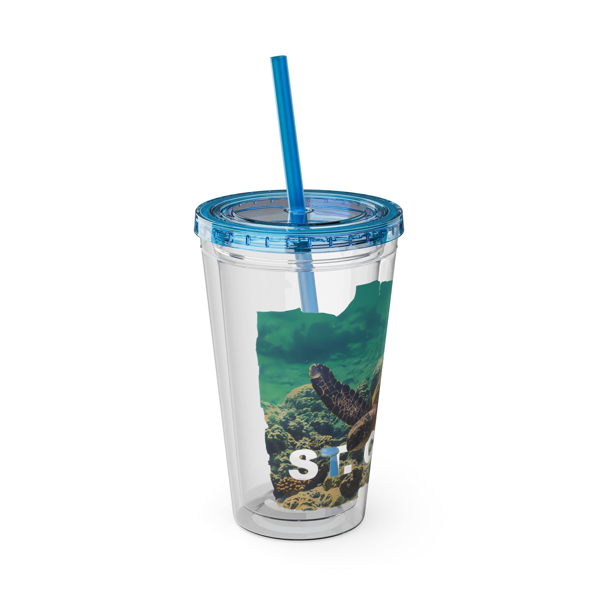 Sea Thru St. Croix Sea Turtle Tumbler - 16oz - Position - STXGifts