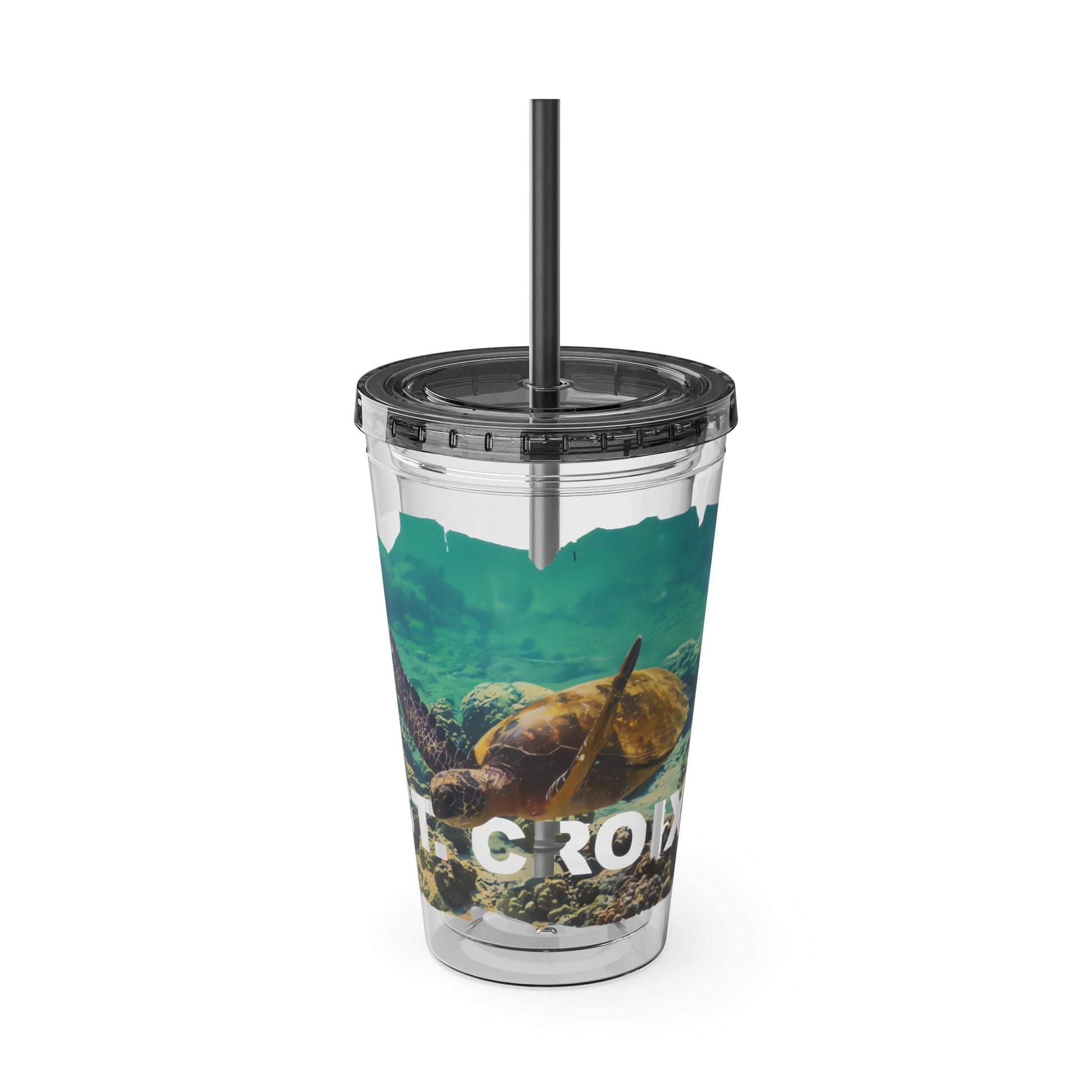 Sea Thru St. Croix Sea Turtle Tumbler - 16oz - Position - STXGifts