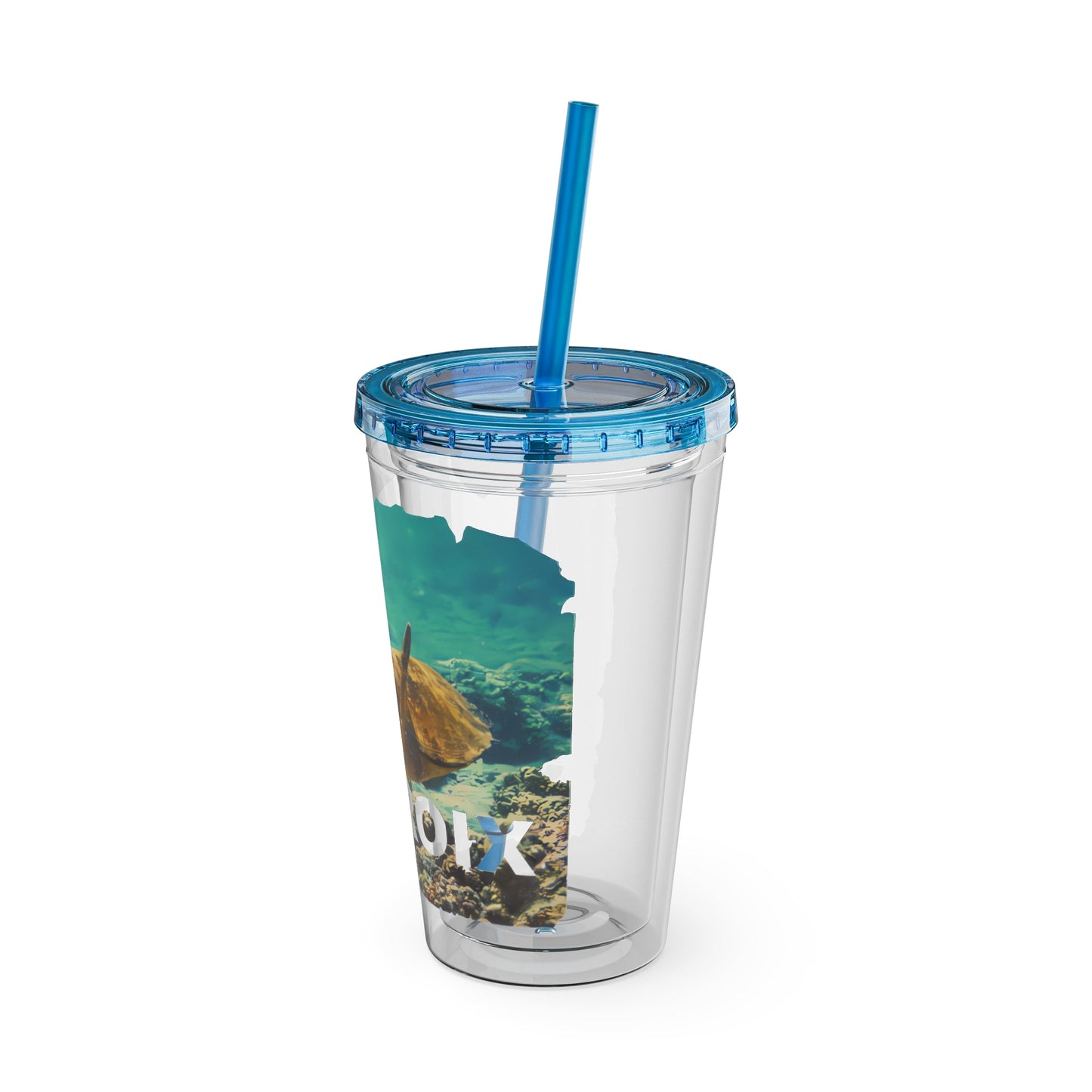 Sea Thru St. Croix Sea Turtle Tumbler - 16oz - Position - STXGifts