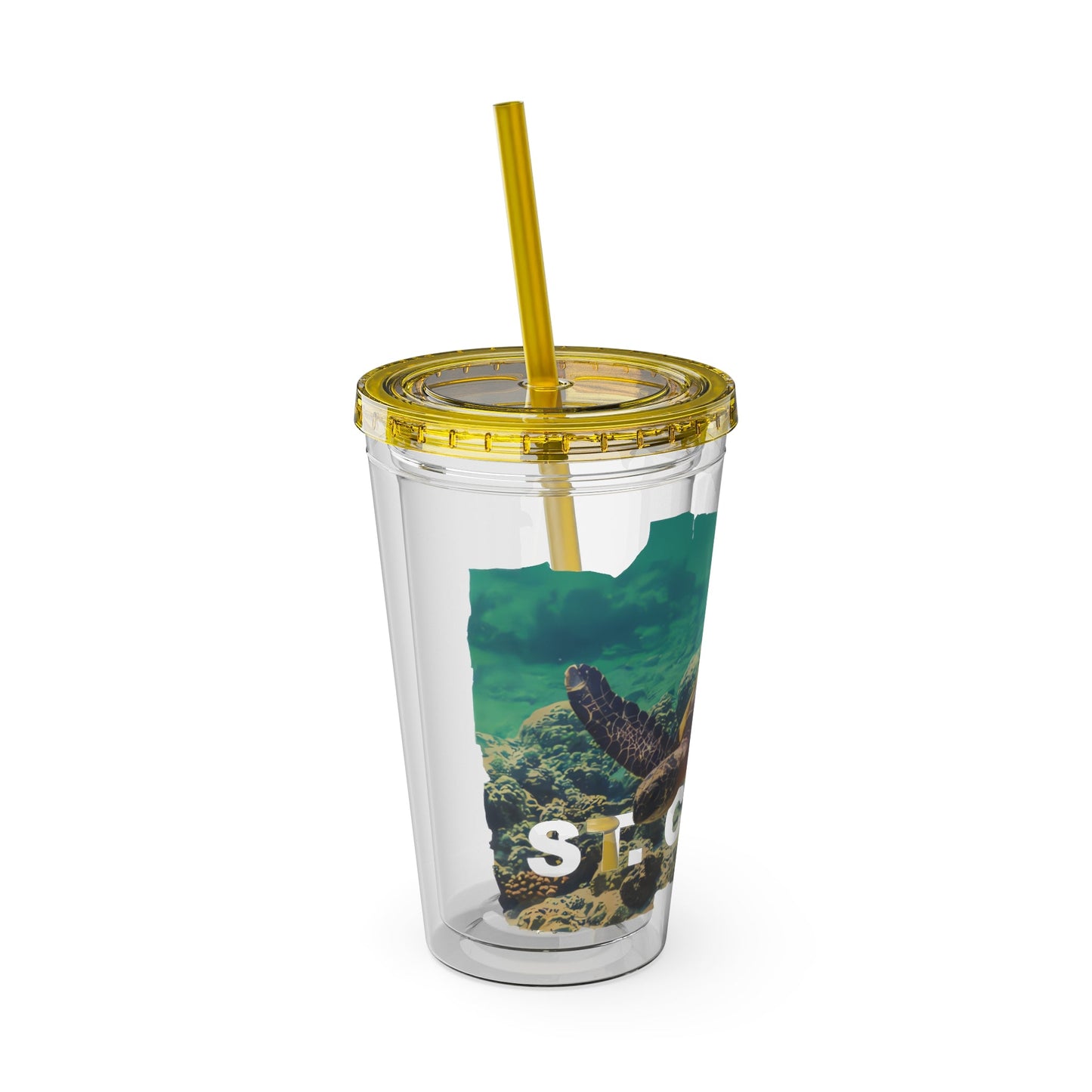 Sea Thru St. Croix Sea Turtle Tumbler - 16oz - Position - STXGifts