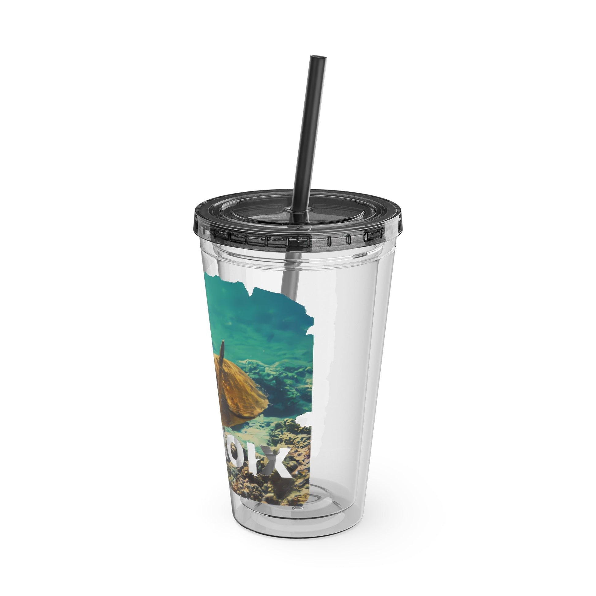 Sea Thru St. Croix Sea Turtle Tumbler - 16oz - Position - STXGifts